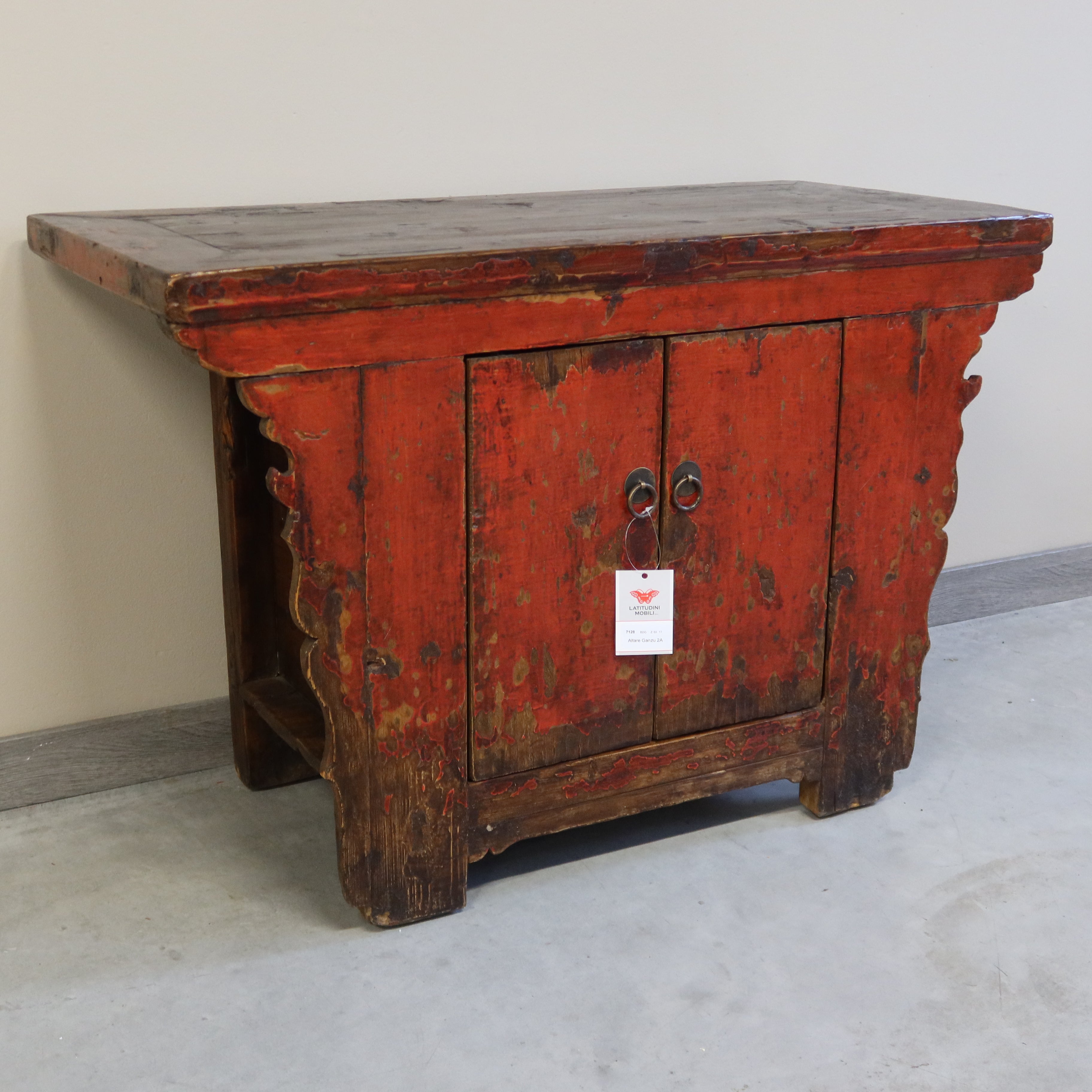 CREDENZINO AD ALTARE CINESE LACCA ROSSA