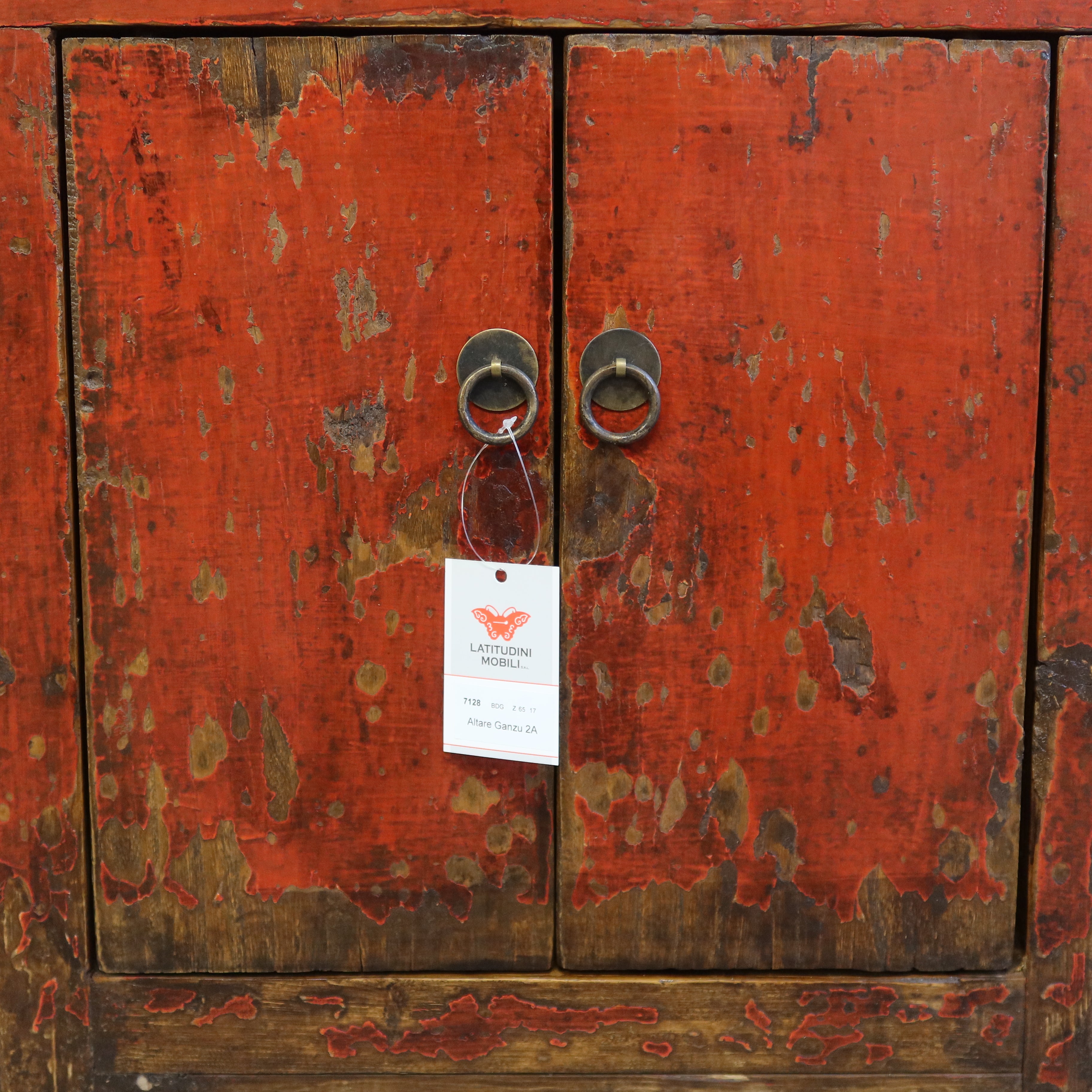 CREDENZINO AD ALTARE CINESE LACCA ROSSA