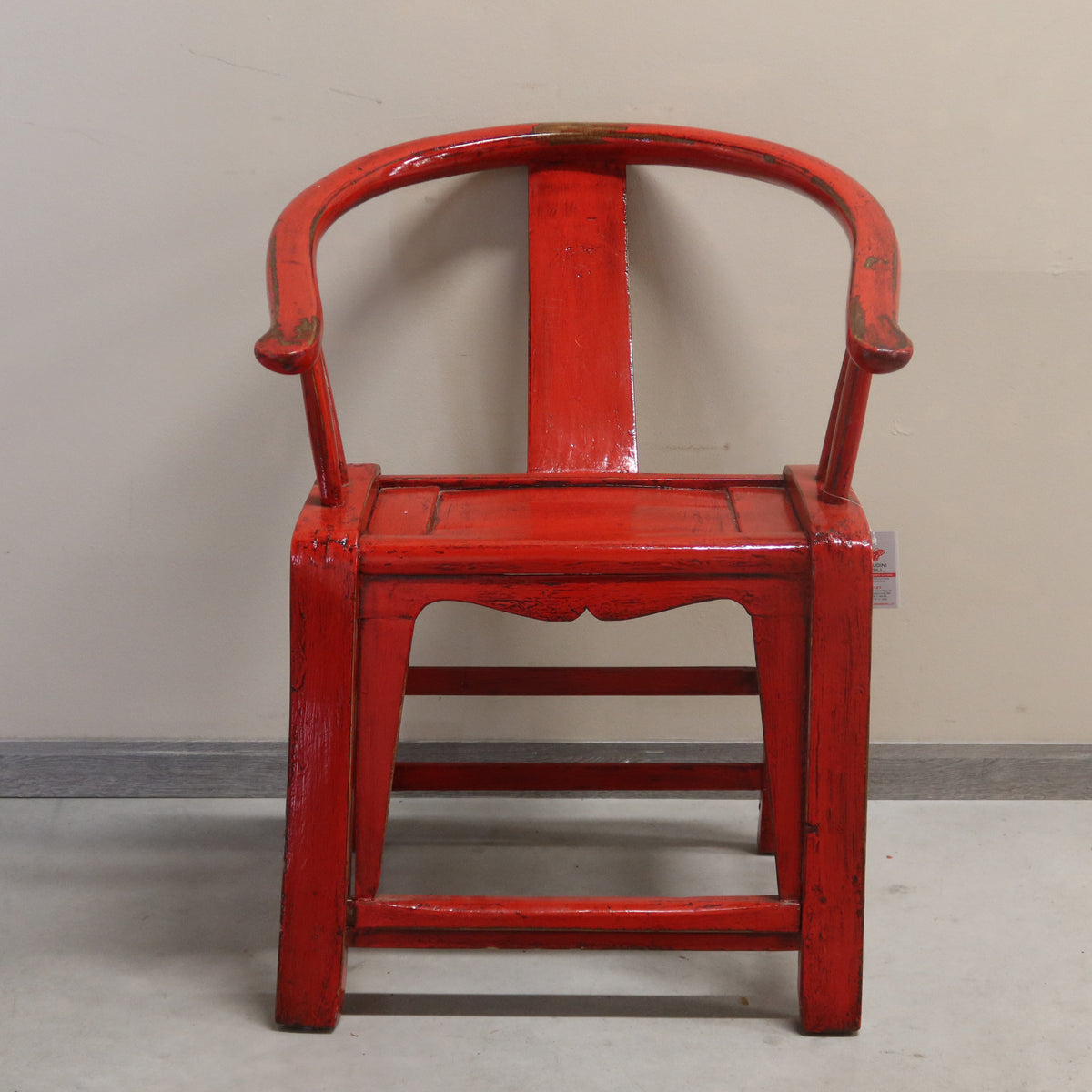 SEDIA CINESE A POZZETTO LACCA ROSSA