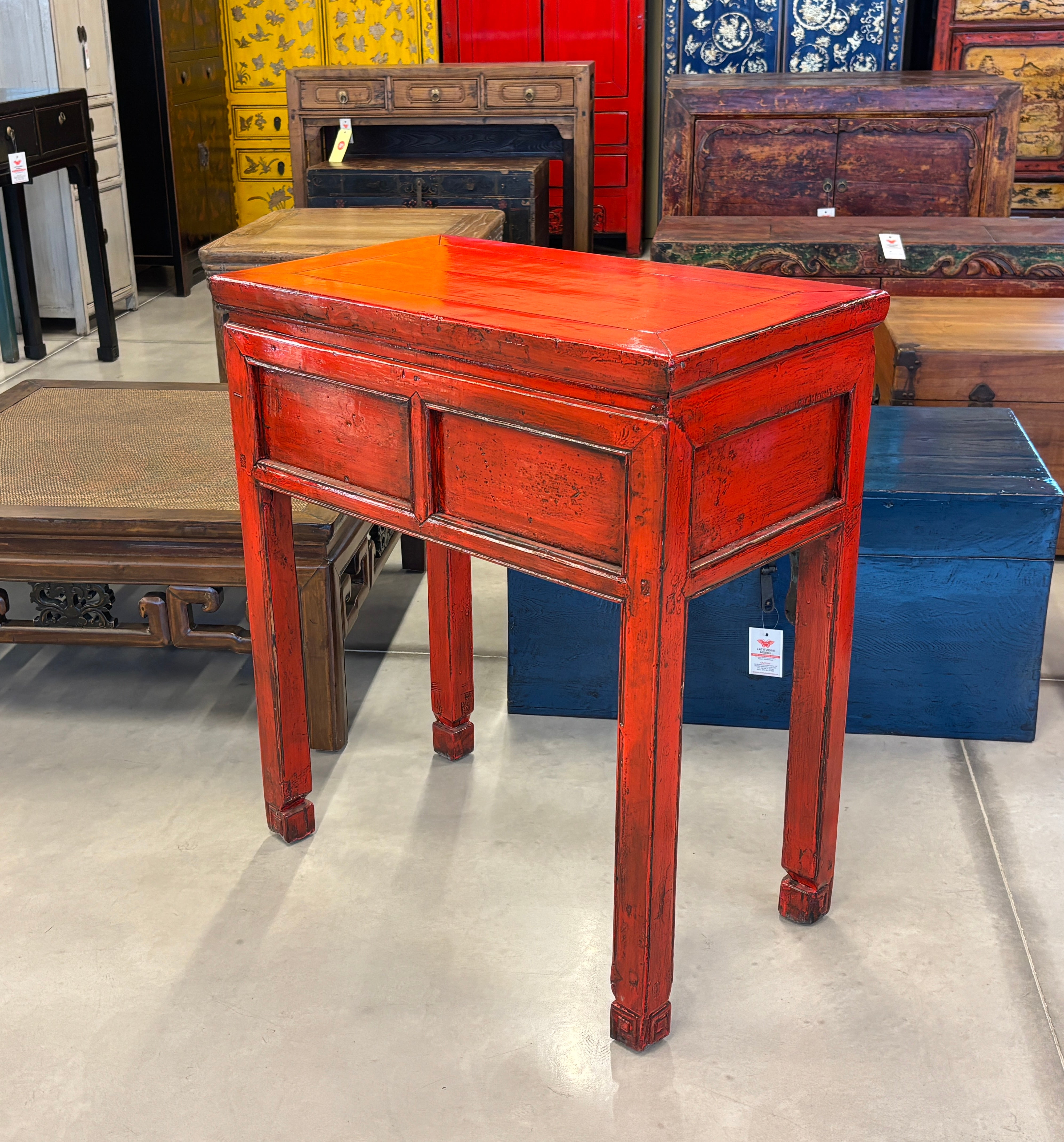 TAVOLO CONSOLLE CINESE LACCA ROSSA