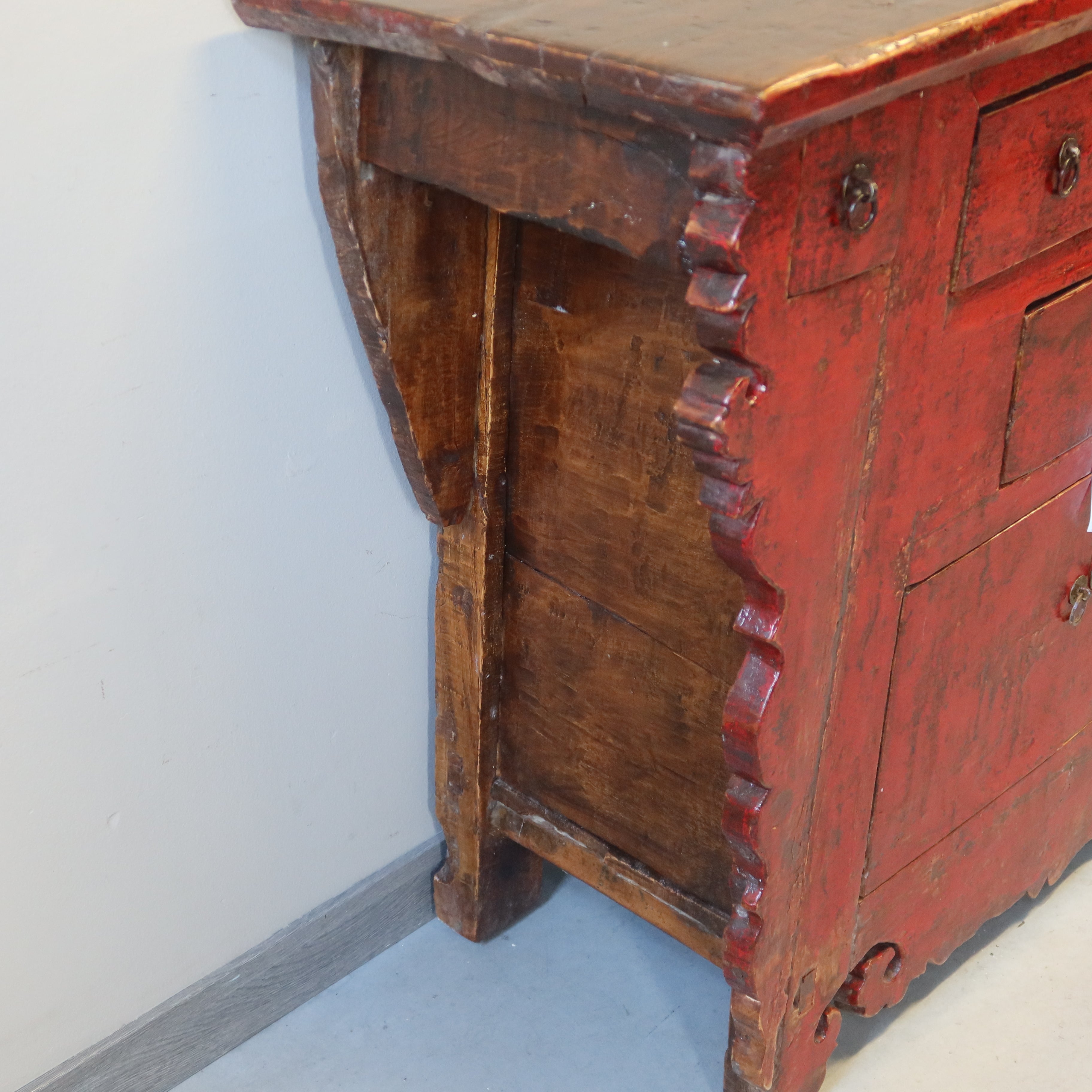 CREDENZA ALTARE CINESE LACCA ROSSA
