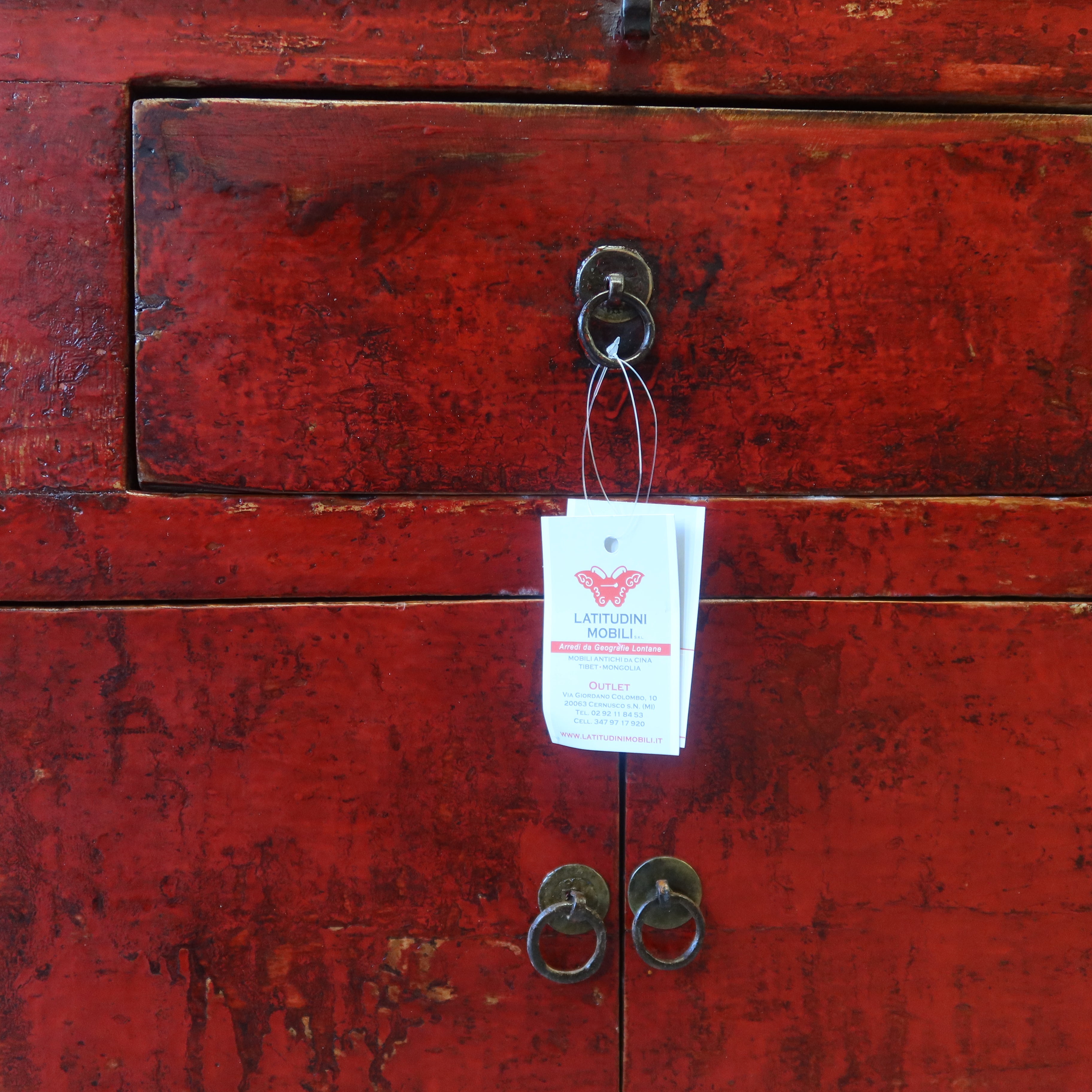 CREDENZA ALTARE CINESE LACCA ROSSA