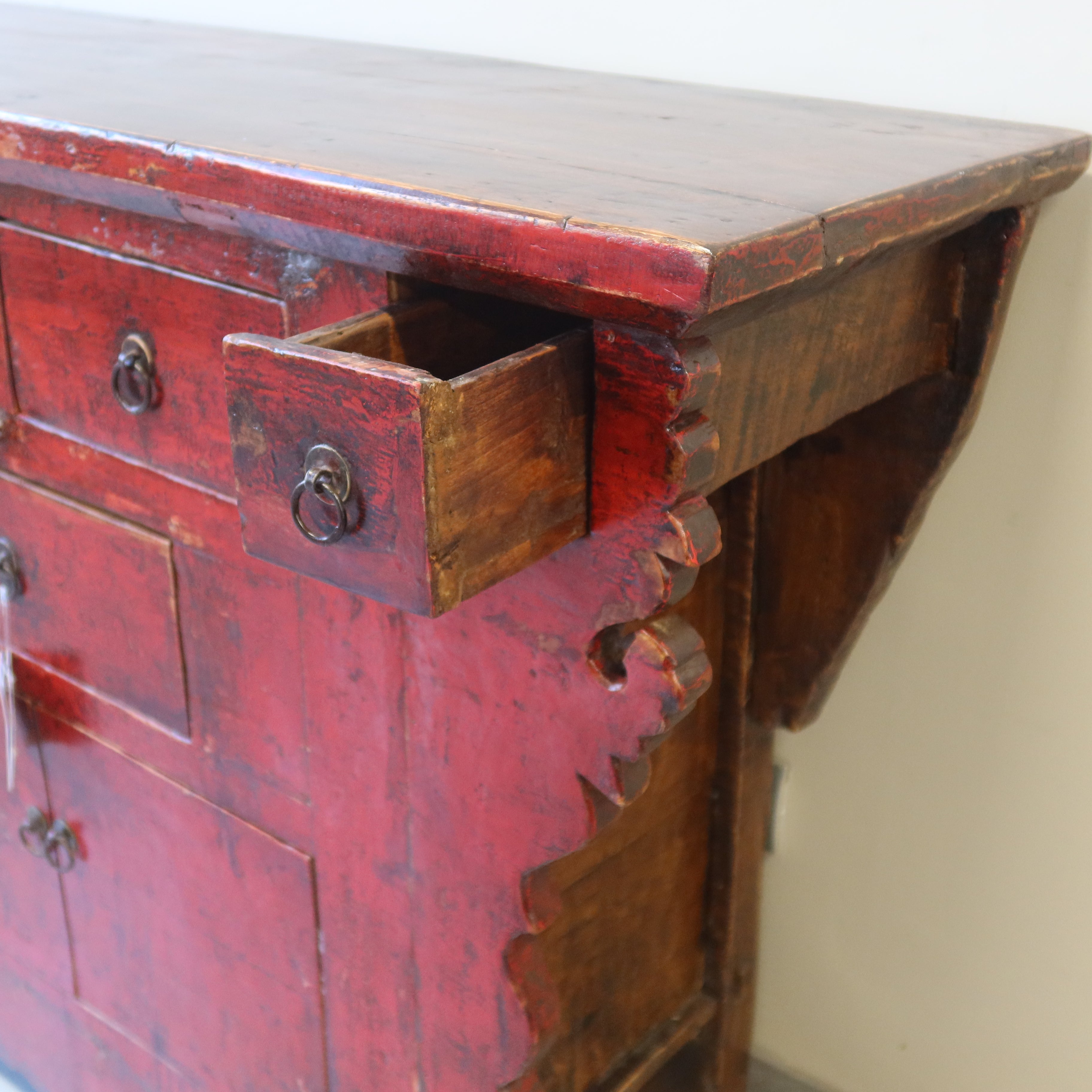 CREDENZA ALTARE CINESE LACCA ROSSA