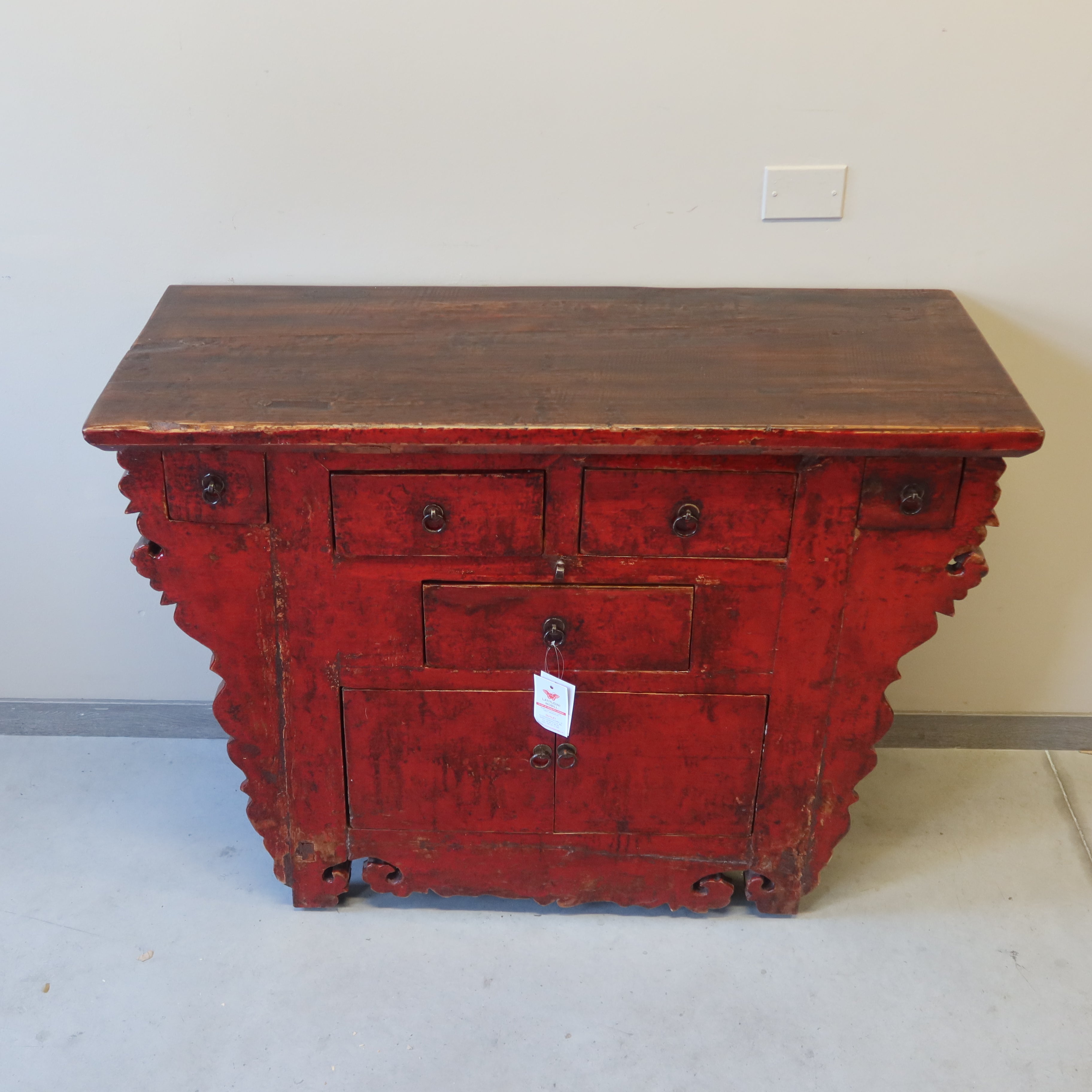 CREDENZA ALTARE CINESE LACCA ROSSA