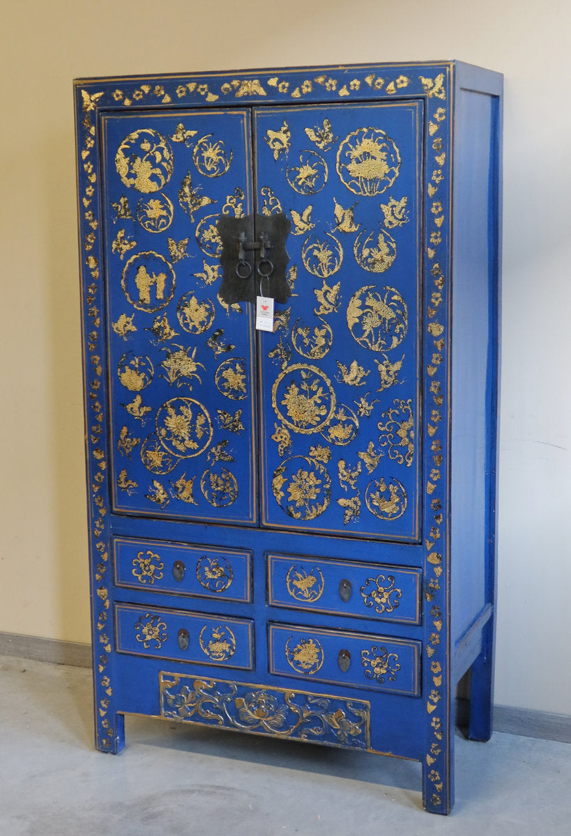 ARMADIO CINESE DELLO SHANXI LACCA BLU DEC