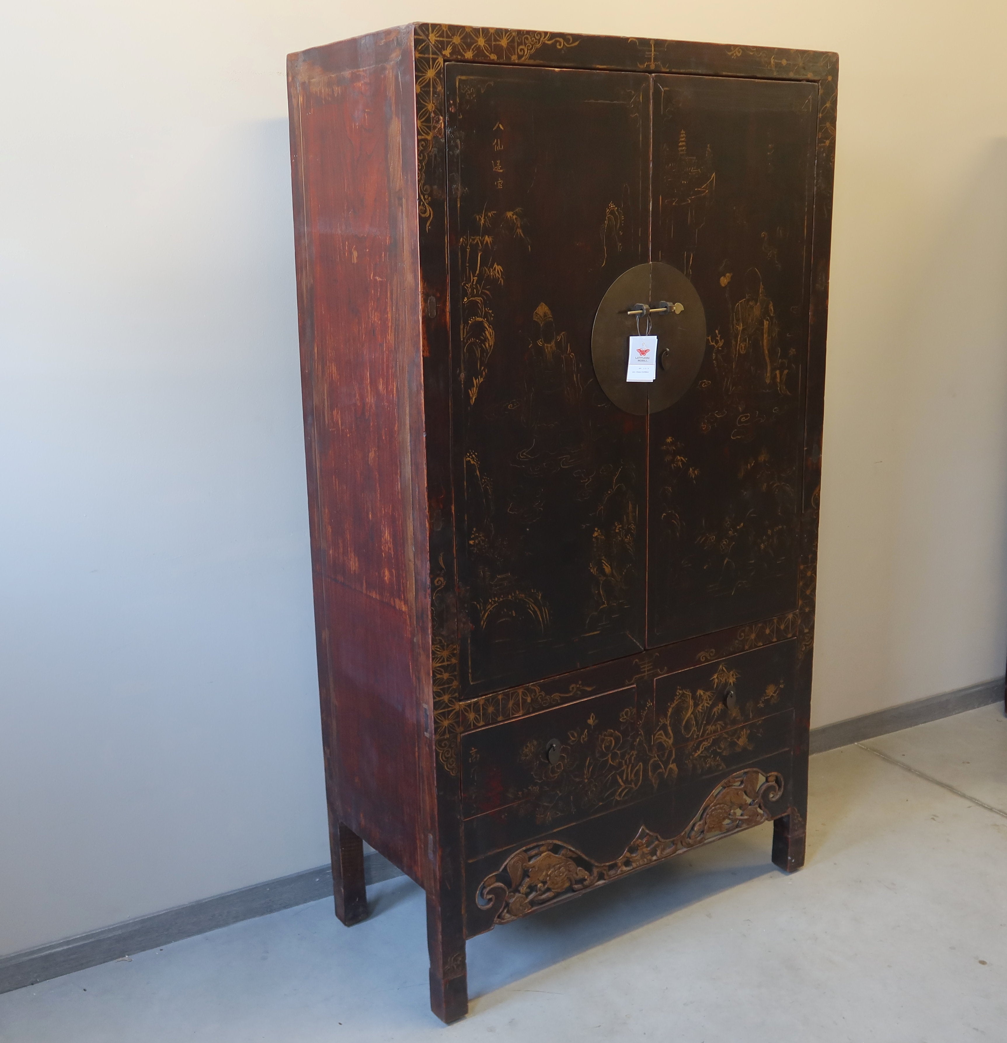 ARMADIO CINESE NERO DECORATO DELLO SHANXI