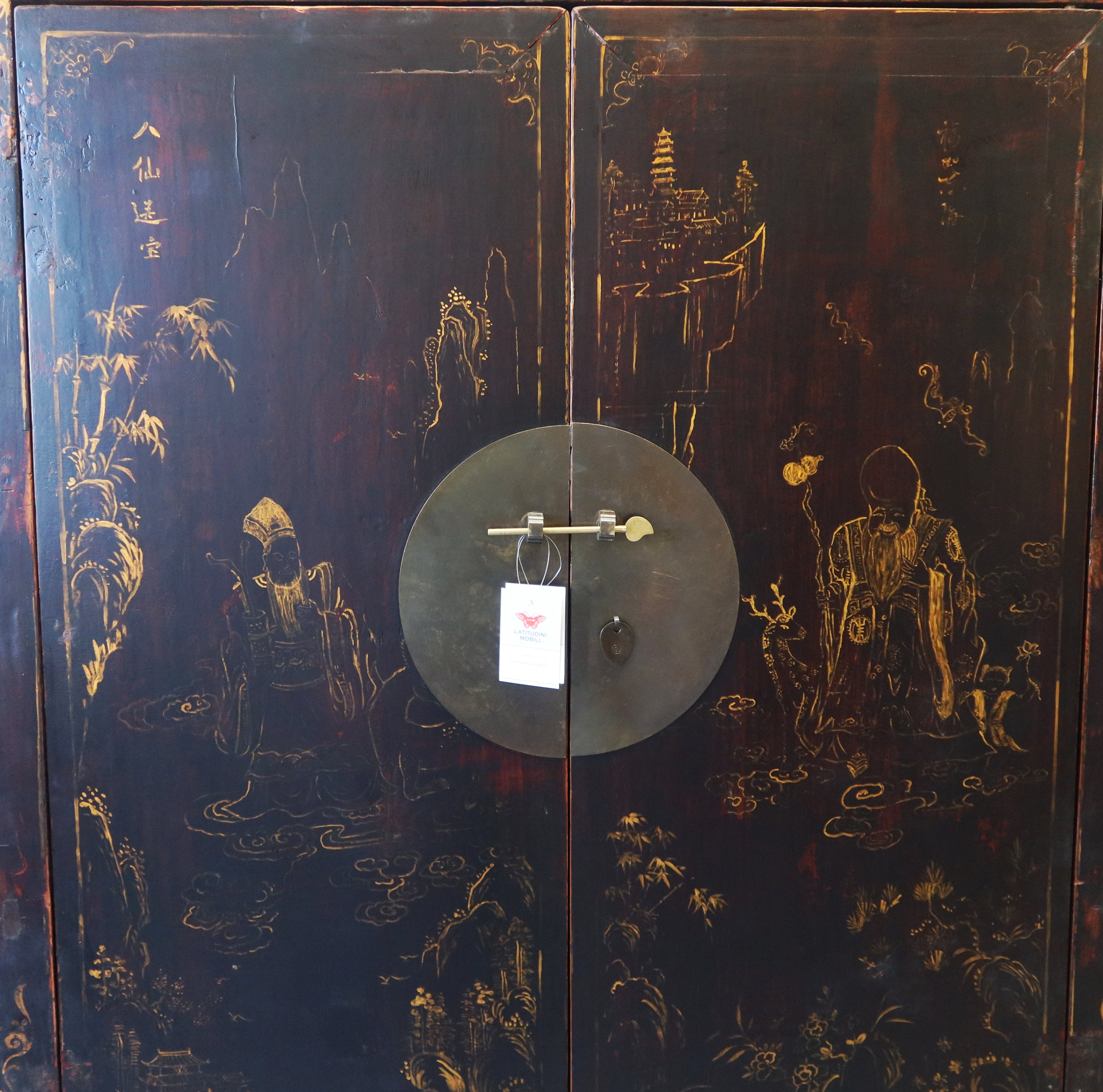 ARMADIO CINESE NERO DECORATO DELLO SHANXI