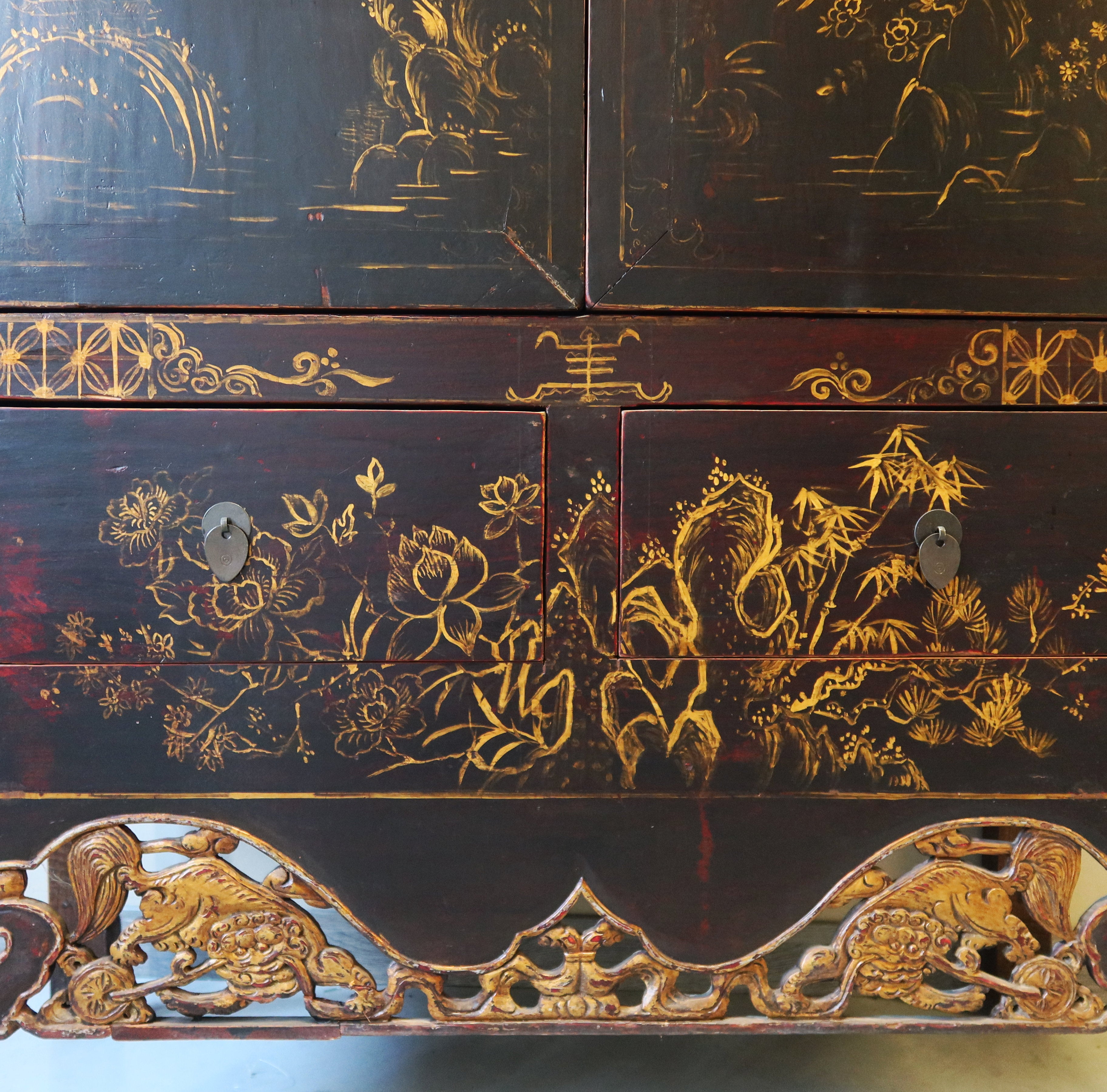 ARMADIO CINESE NERO DECORATO DELLO SHANXI