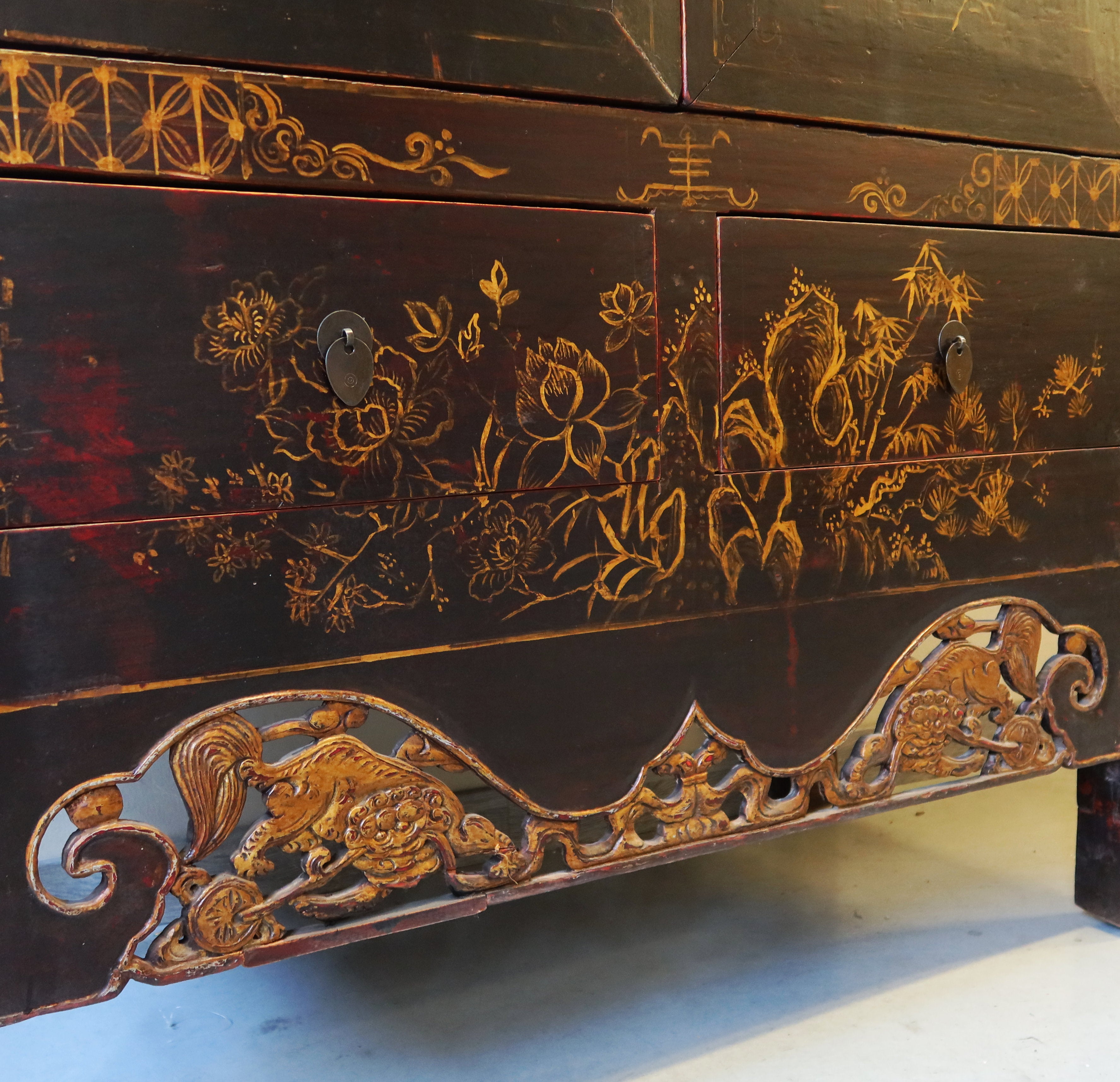 ARMADIO CINESE NERO DECORATO DELLO SHANXI