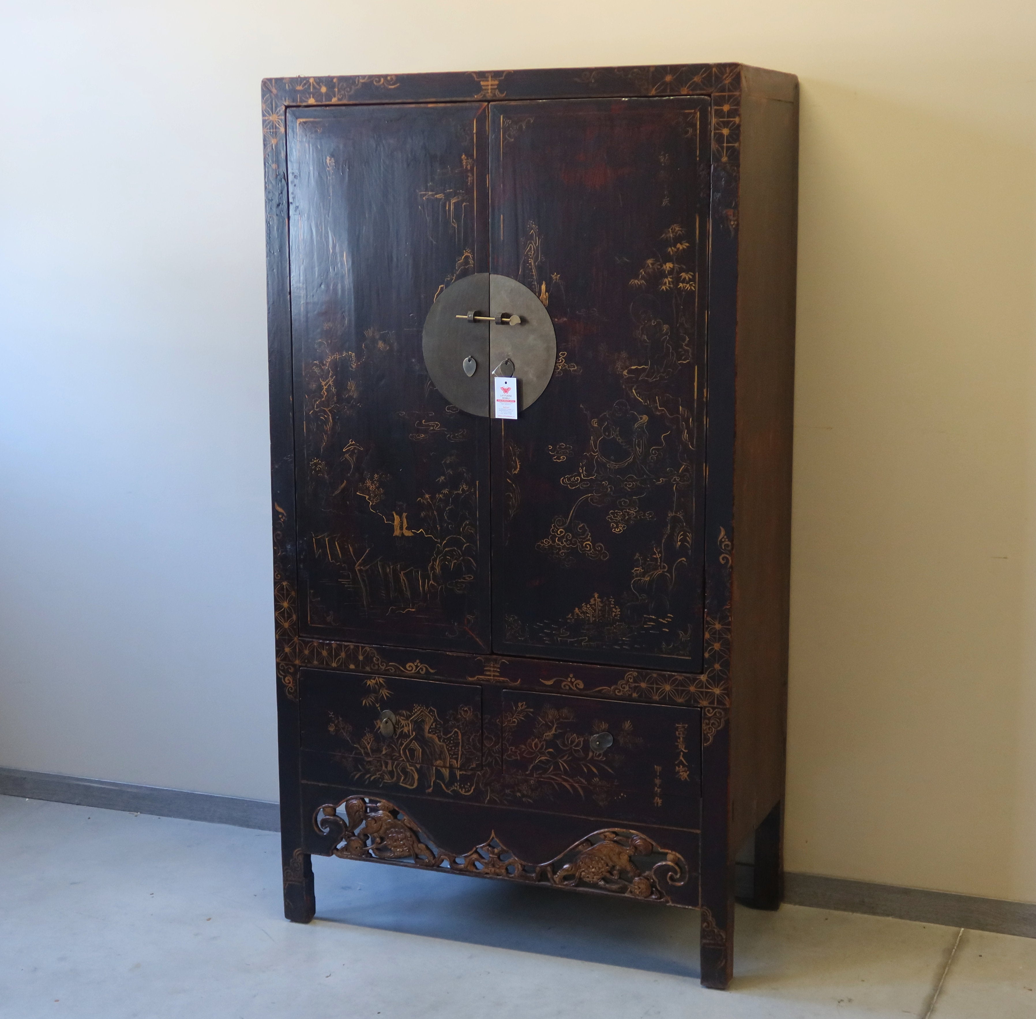 ARMADIO CINESE NERO DECORATO DELLO SHANXI