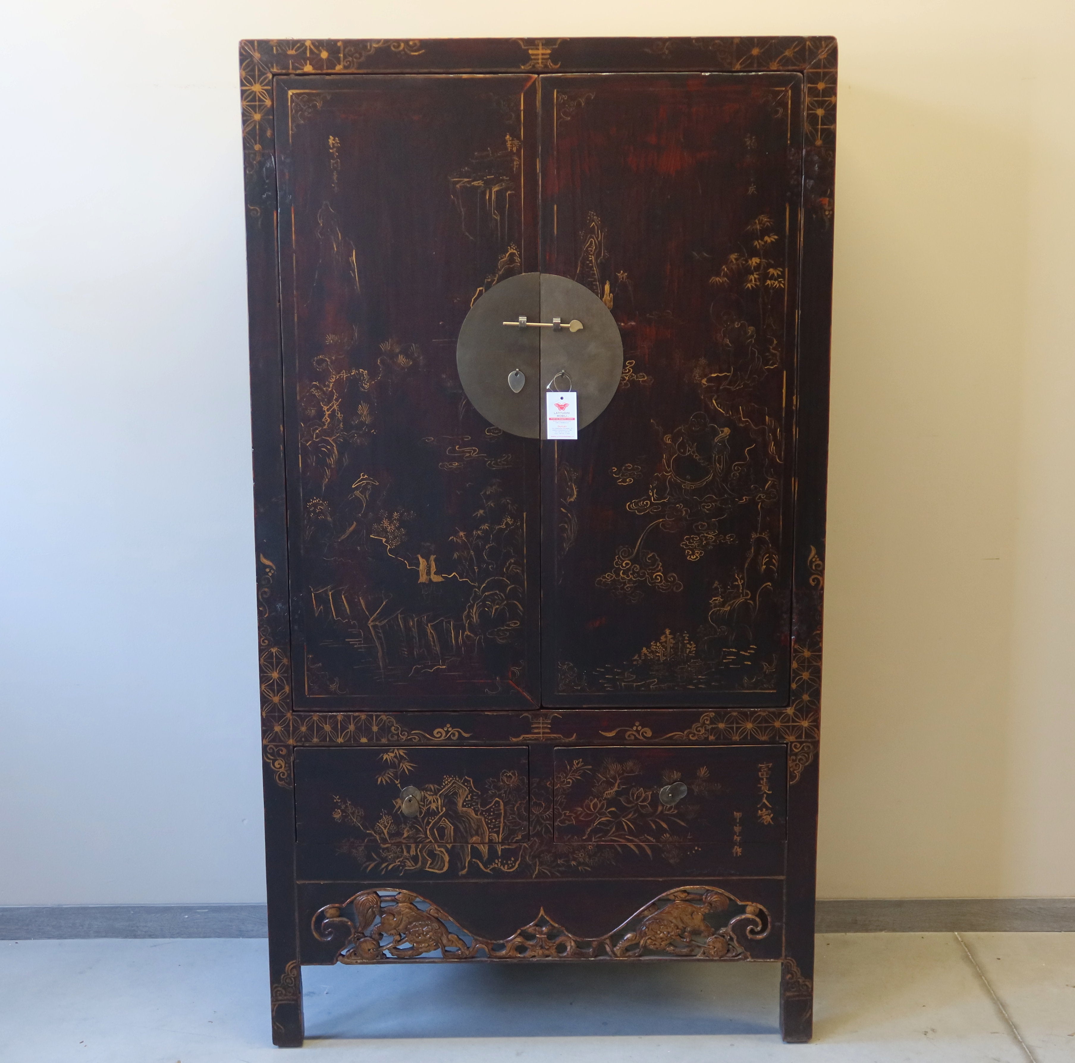 ARMADIO CINESE NERO DECORATO DELLO SHANXI