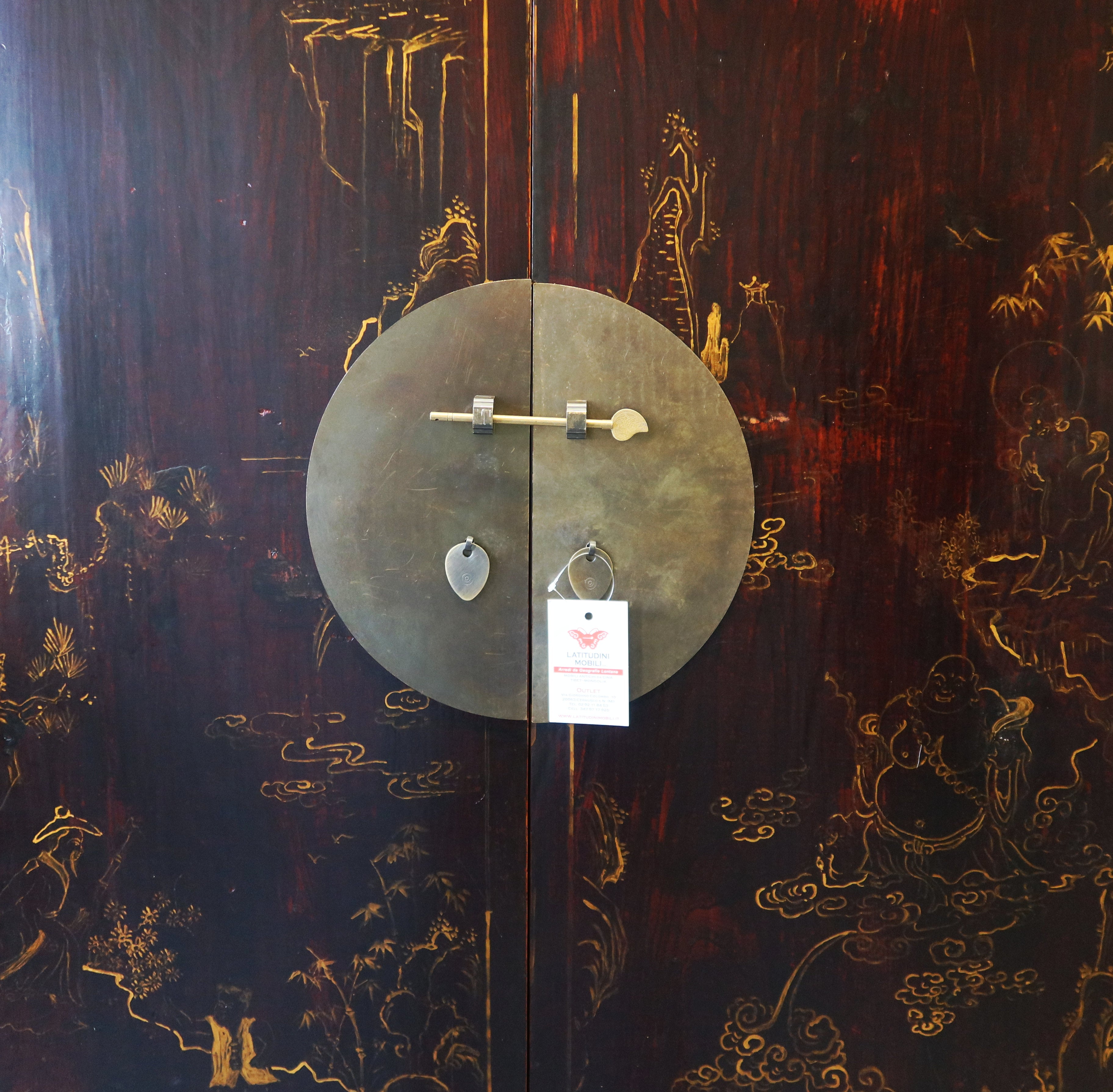 ARMADIO CINESE NERO DECORATO DELLO SHANXI