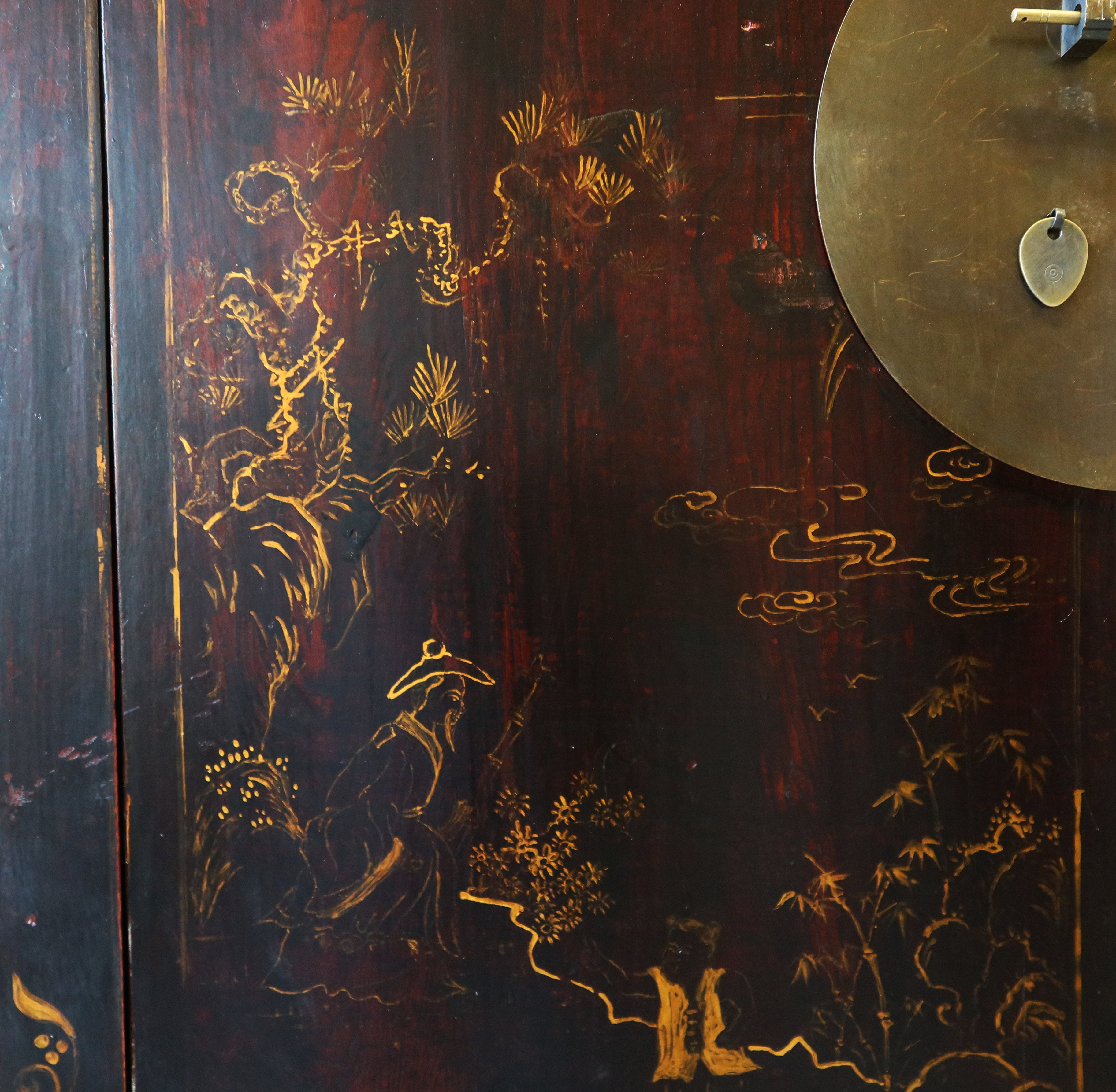 ARMADIO CINESE NERO DECORATO DELLO SHANXI