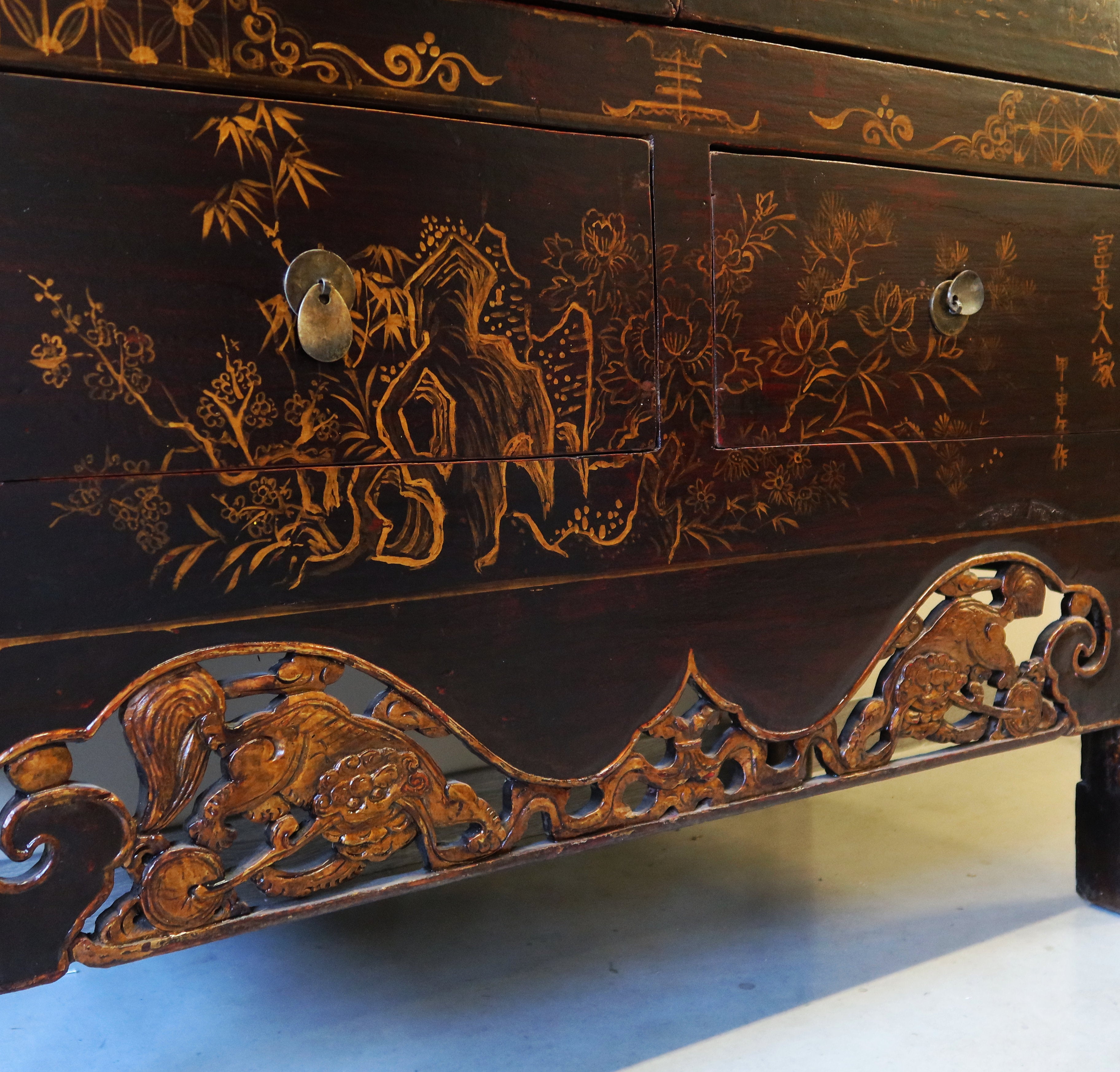 ARMADIO CINESE NERO DECORATO DELLO SHANXI