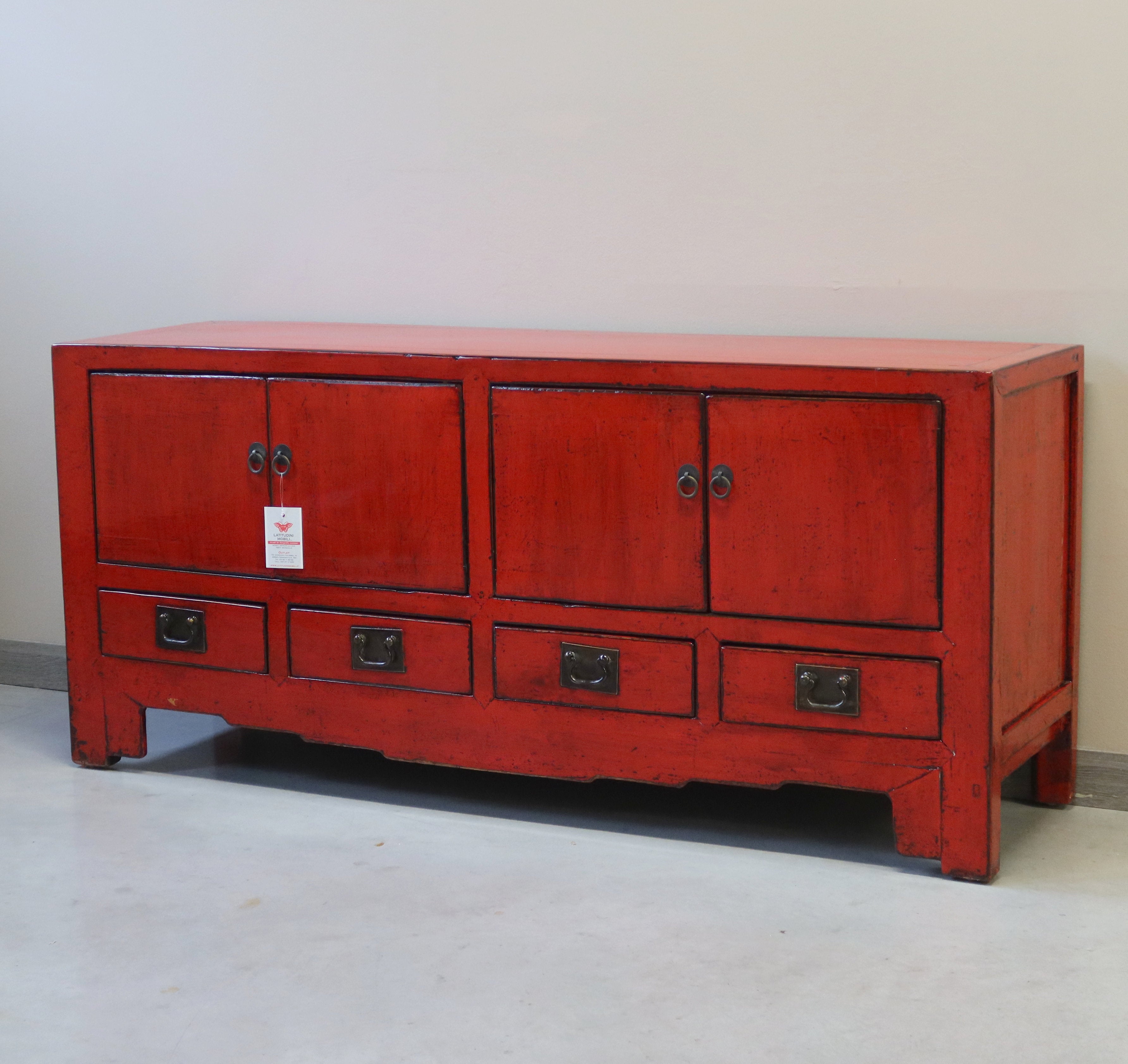 CASSAPANCA CINESE DI TIANJIN LACCA ROSSA