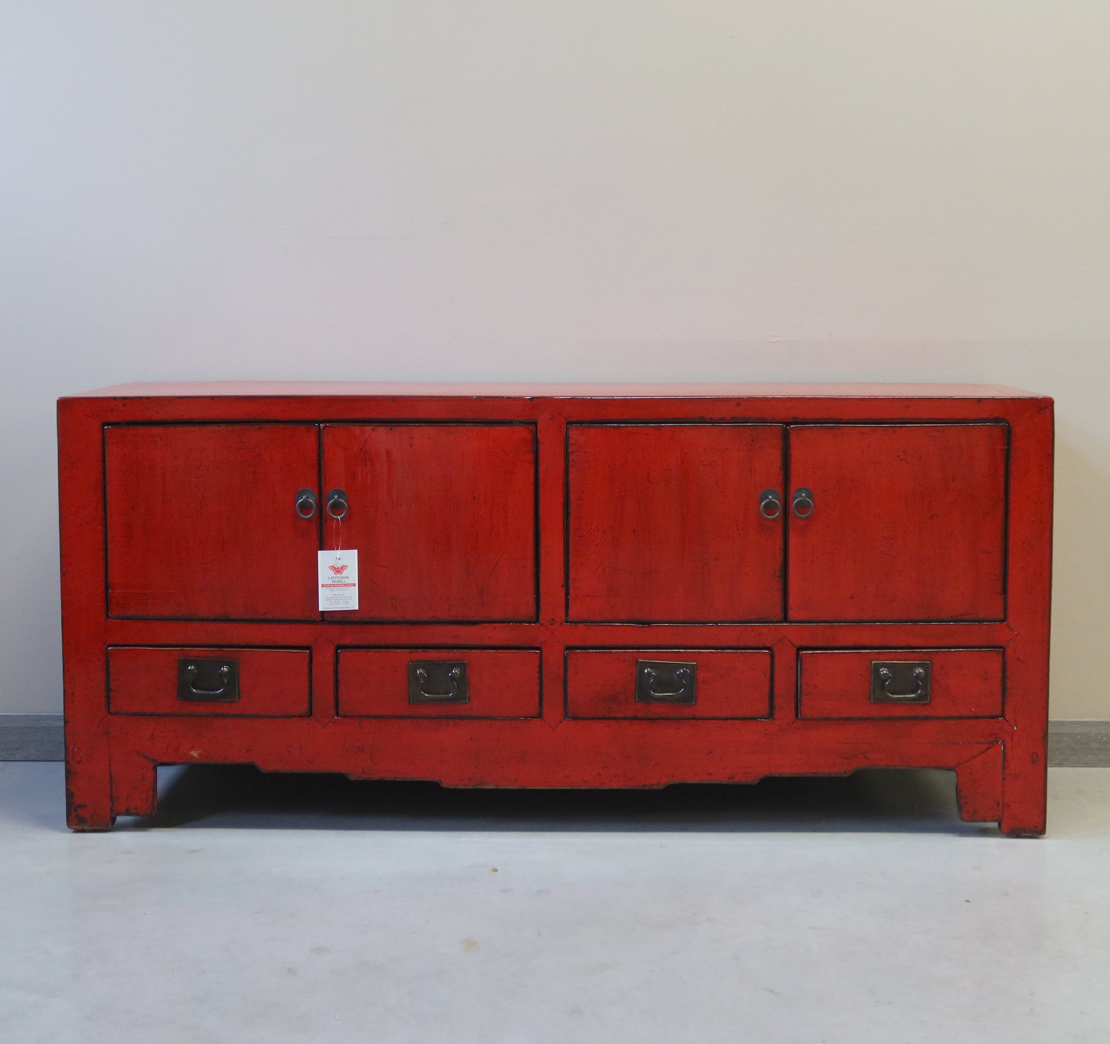 CASSAPANCA CINESE DI TIANJIN LACCA ROSSA