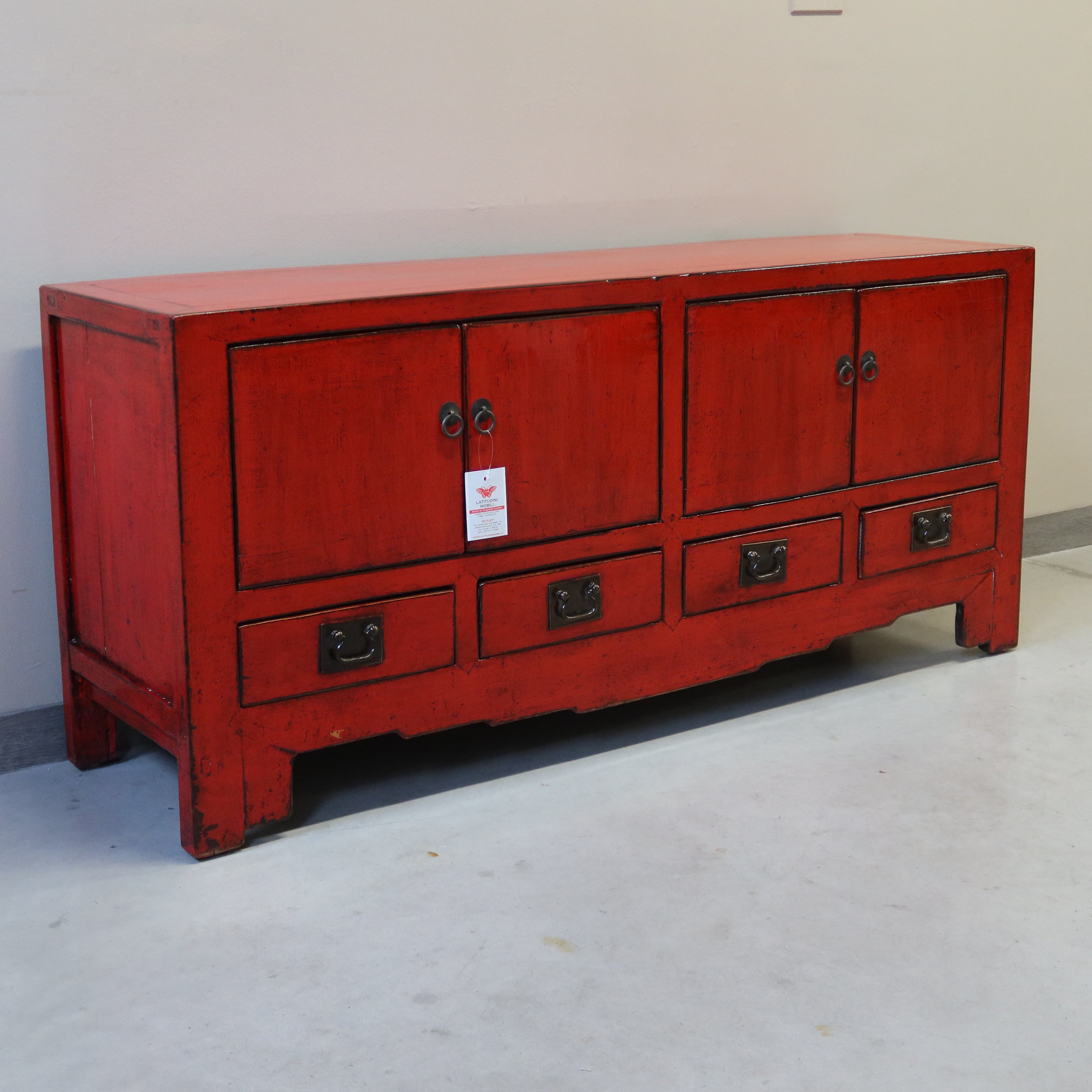 CASSAPANCA CINESE DI TIANJIN LACCA ROSSA