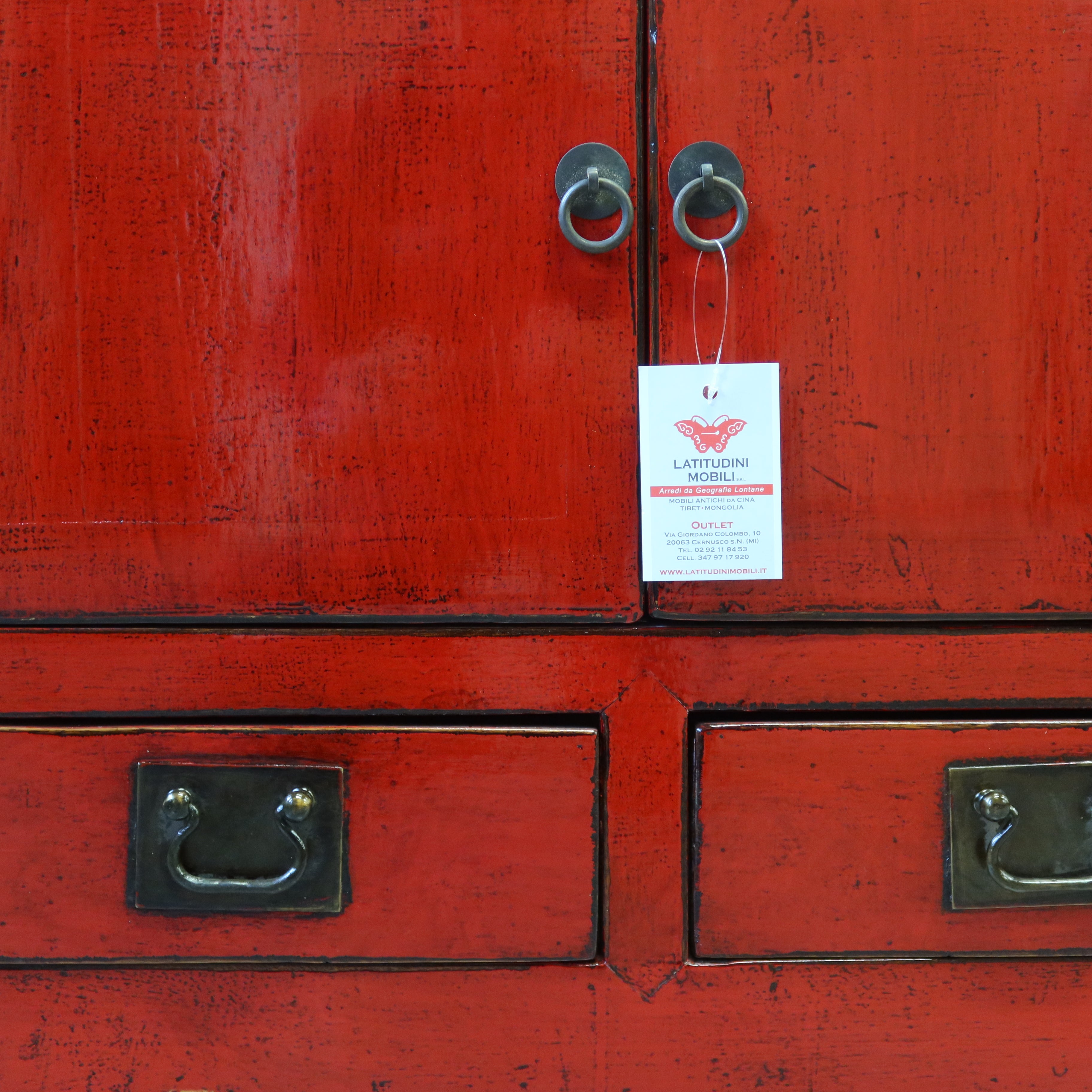 CASSAPANCA CINESE DI TIANJIN LACCA ROSSA