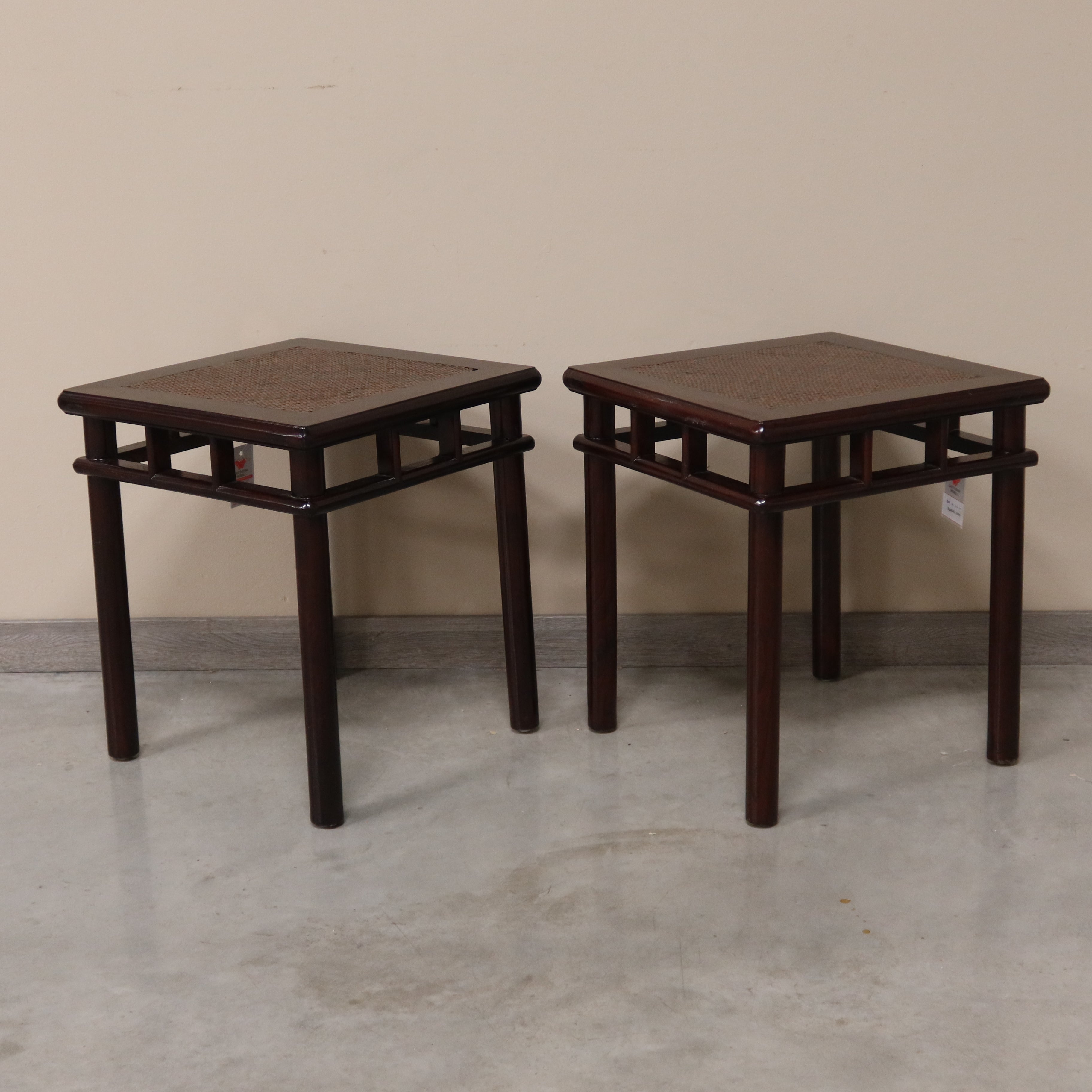 SGABELLO QUADRO OLMO CINESE PIANO RATTAN