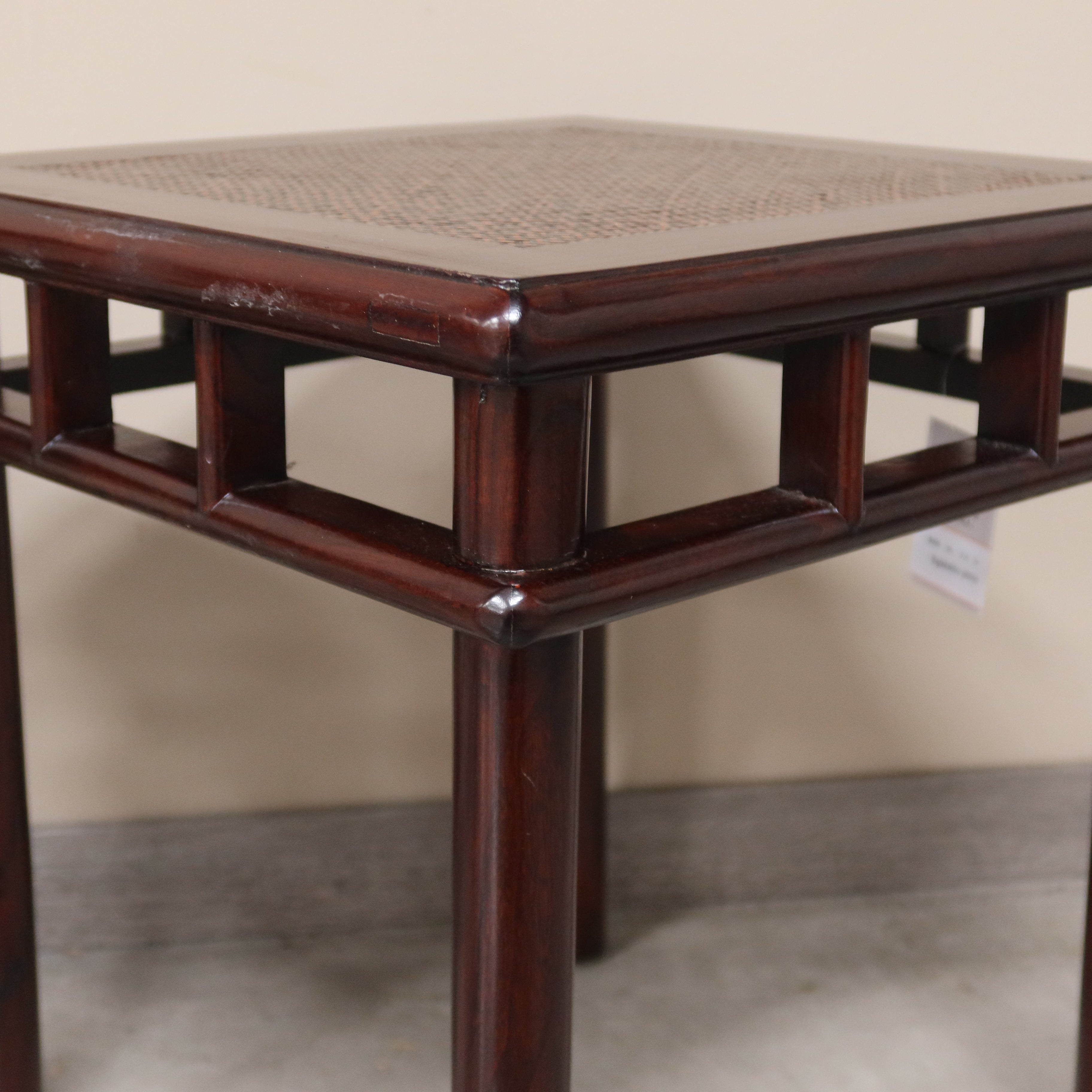 SGABELLO QUADRO OLMO CINESE PIANO RATTAN