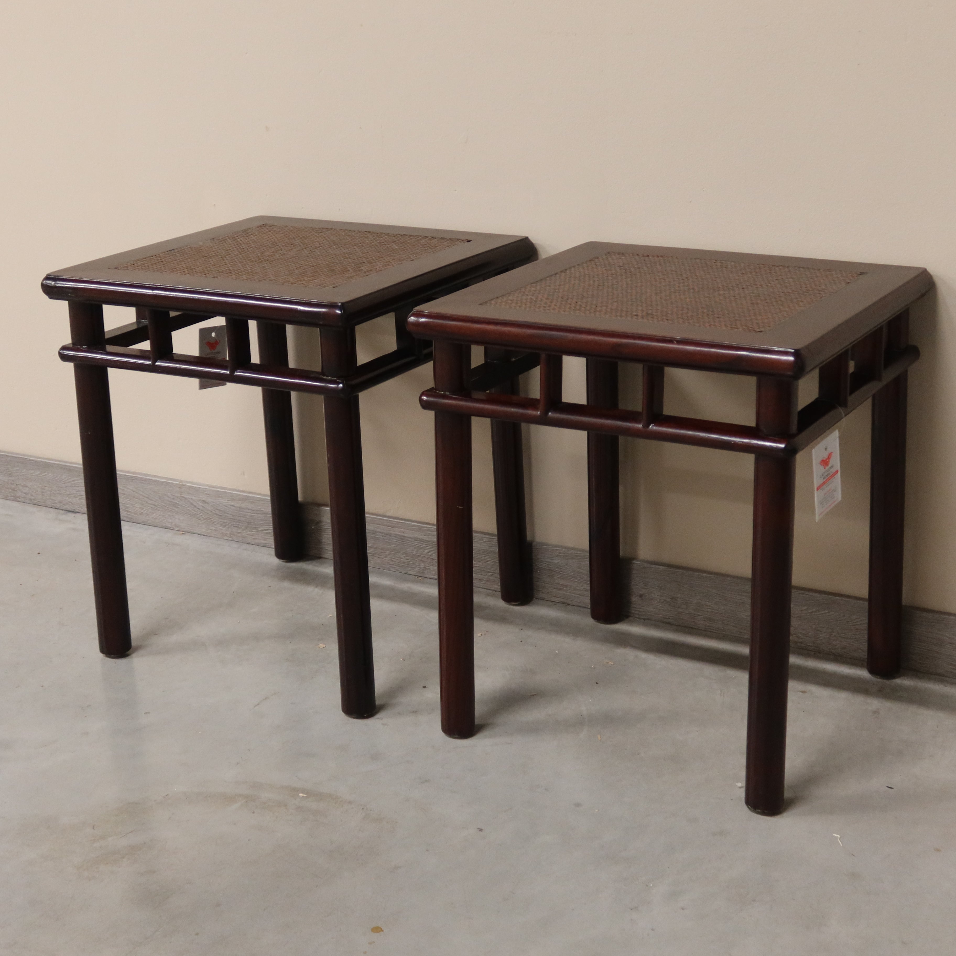 SGABELLO QUADRO OLMO CINESE PIANO RATTAN