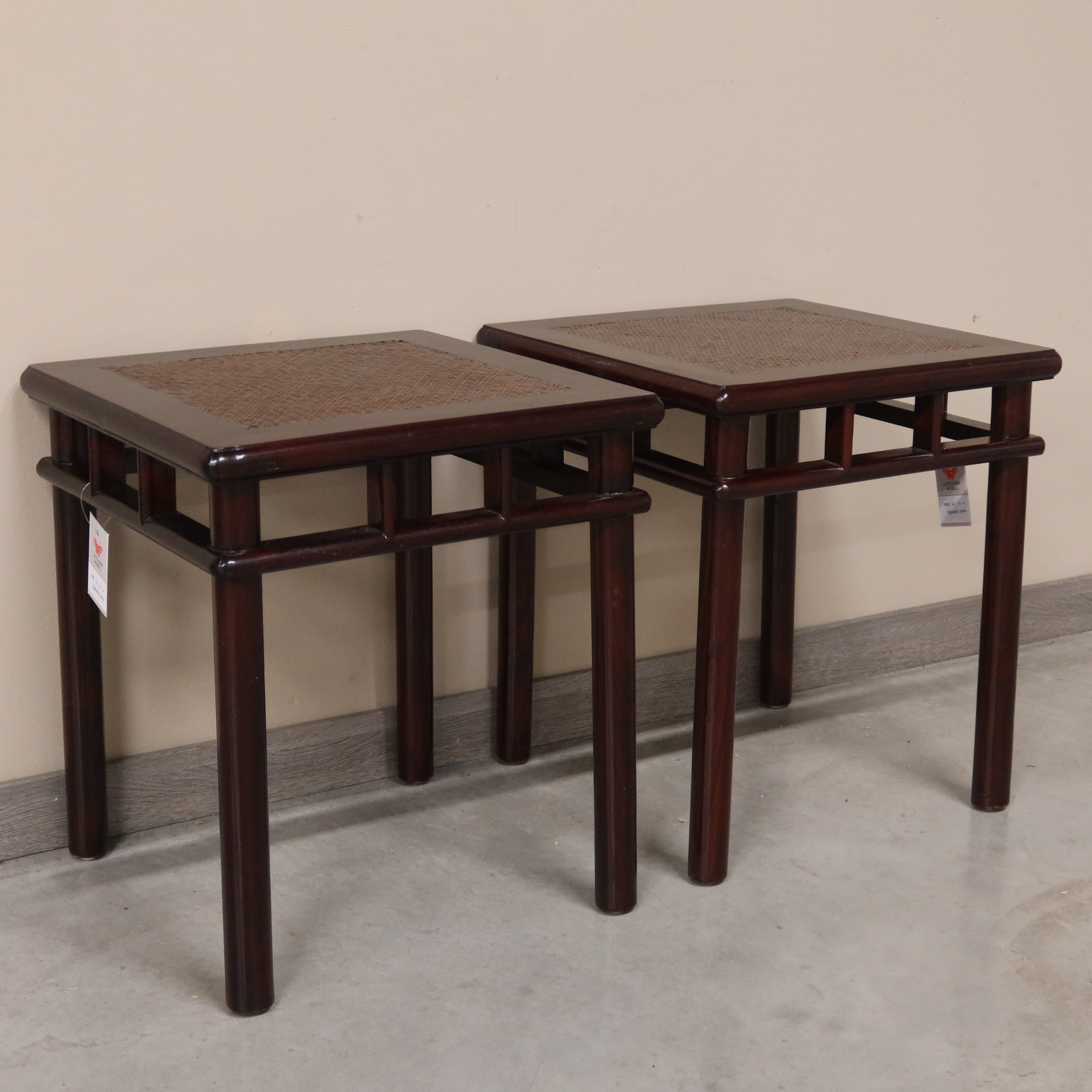 SGABELLO QUADRO OLMO CINESE PIANO RATTAN