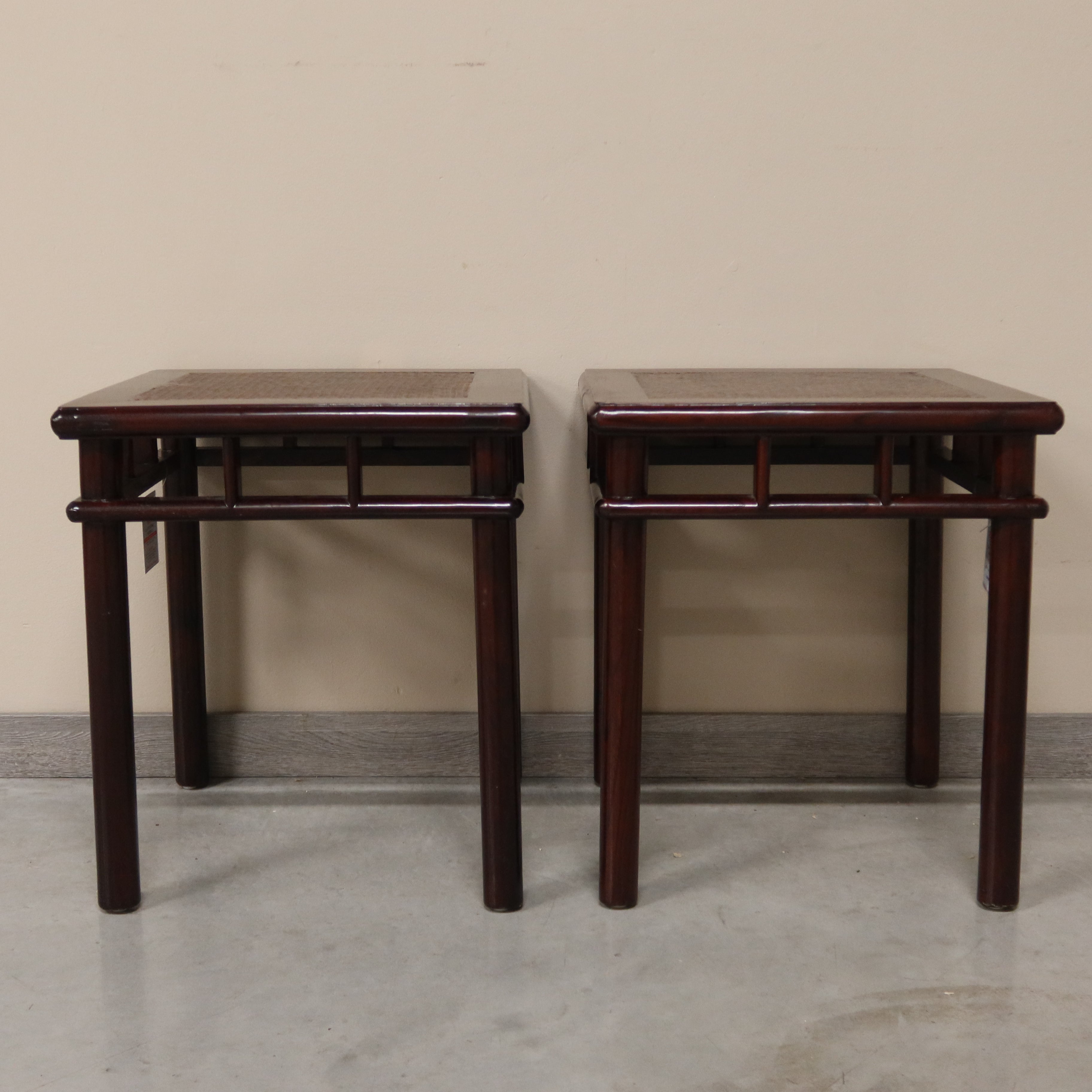 SGABELLO QUADRO OLMO CINESE PIANO RATTAN