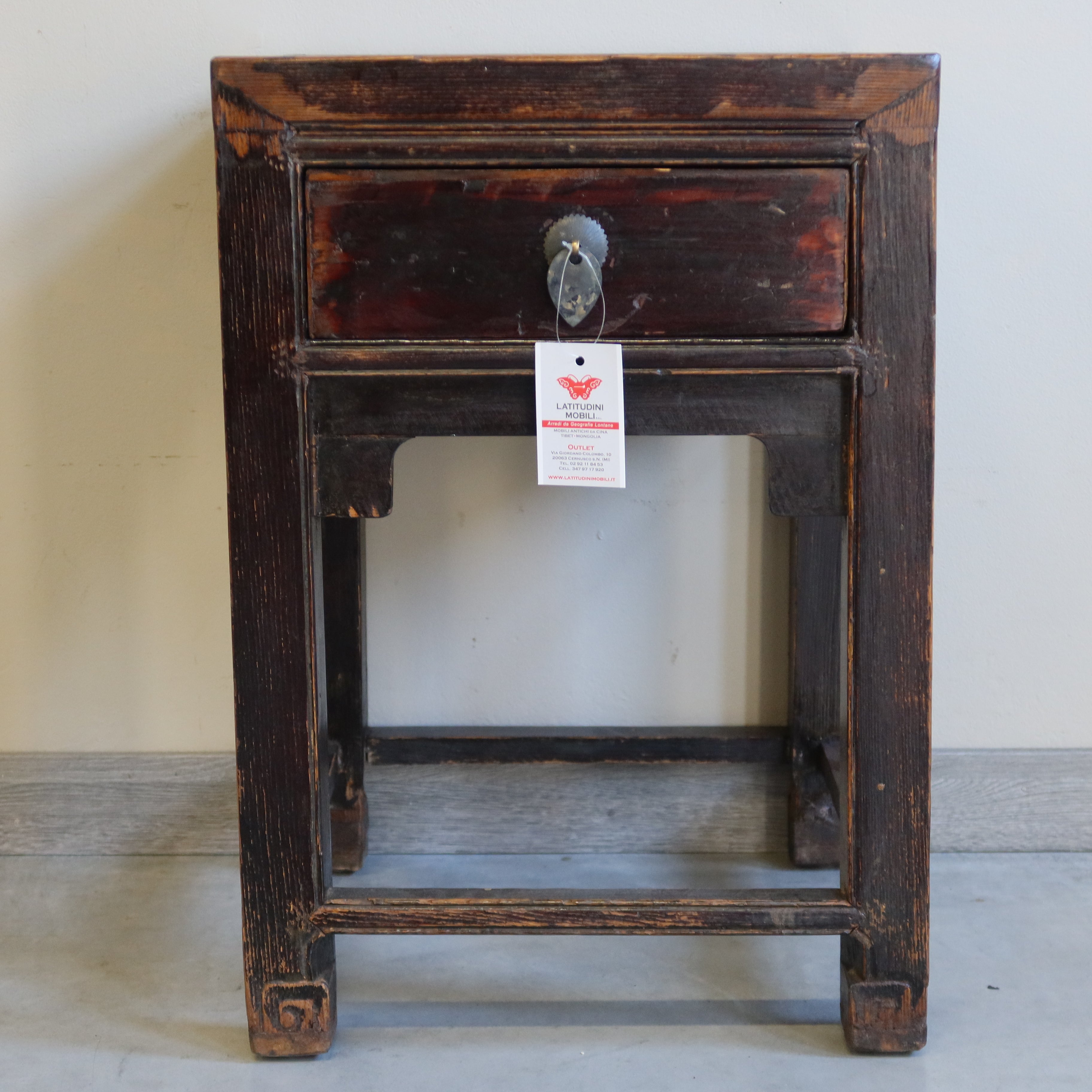 TAVOLINO OLMO CINESE CON CASSETTO