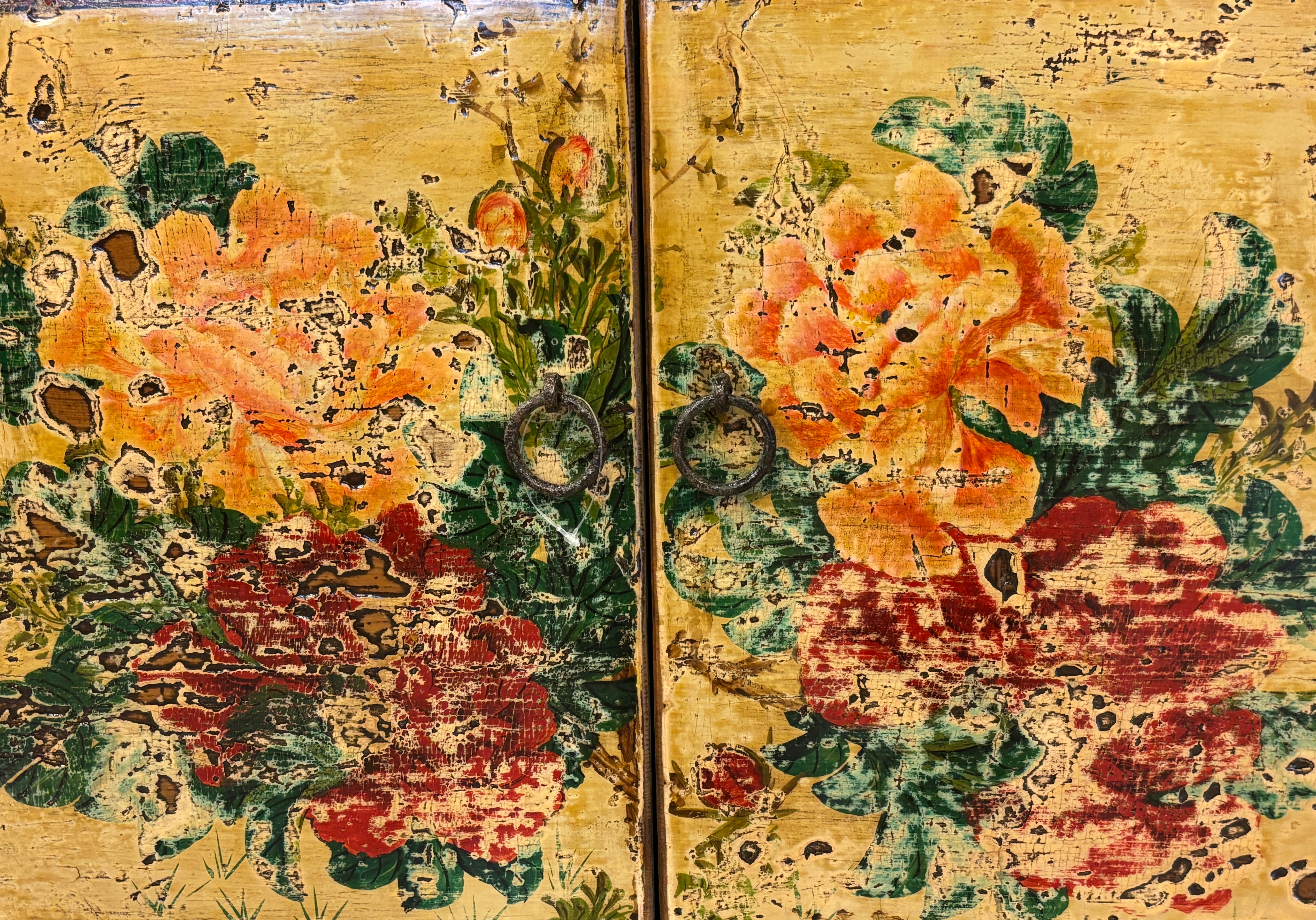 CREDENZA BASSA MONGOLIA 2 PANNELLI DECORATI