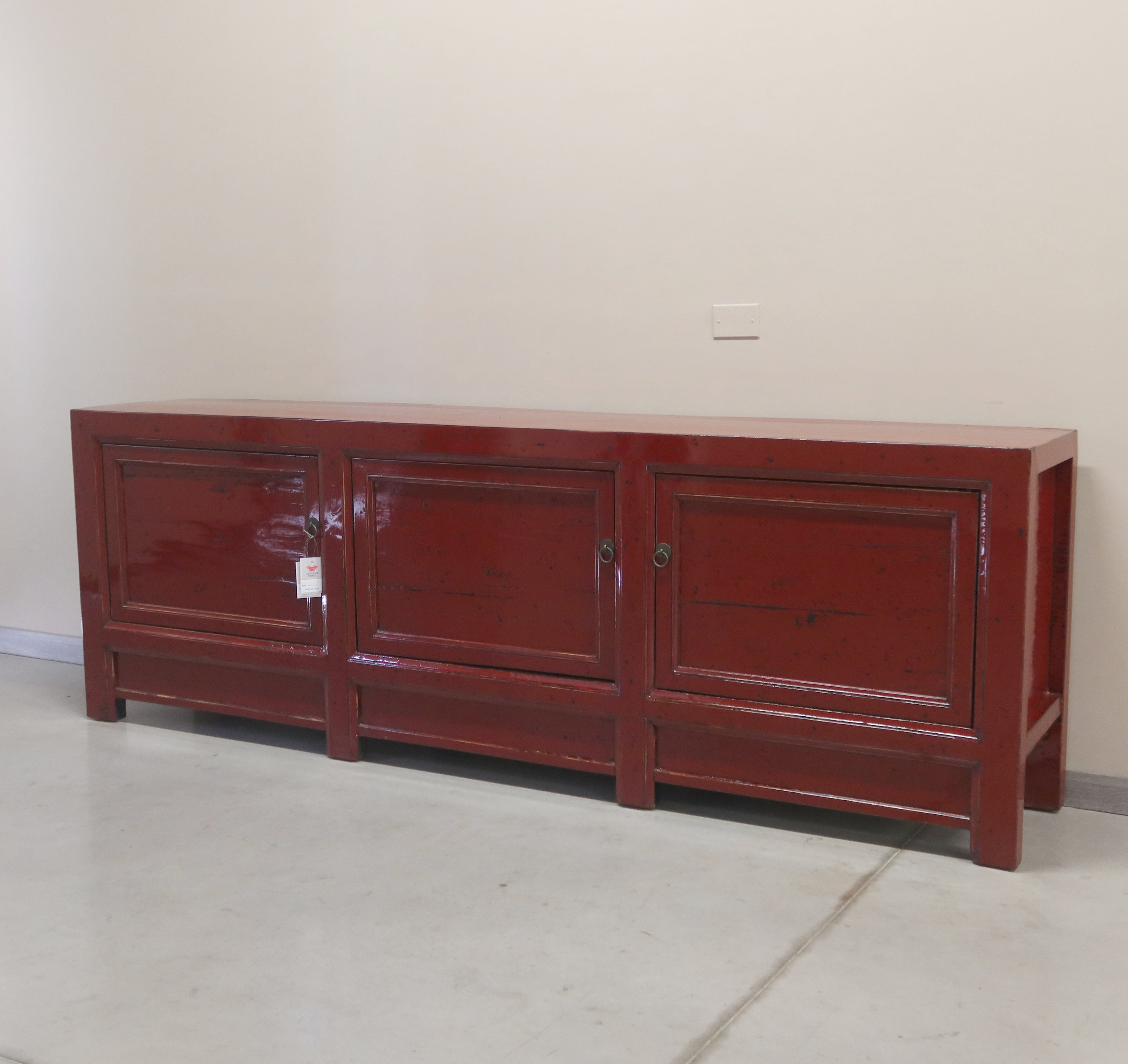 CREDENZA CINESE LACCA BORDEAUX 3P