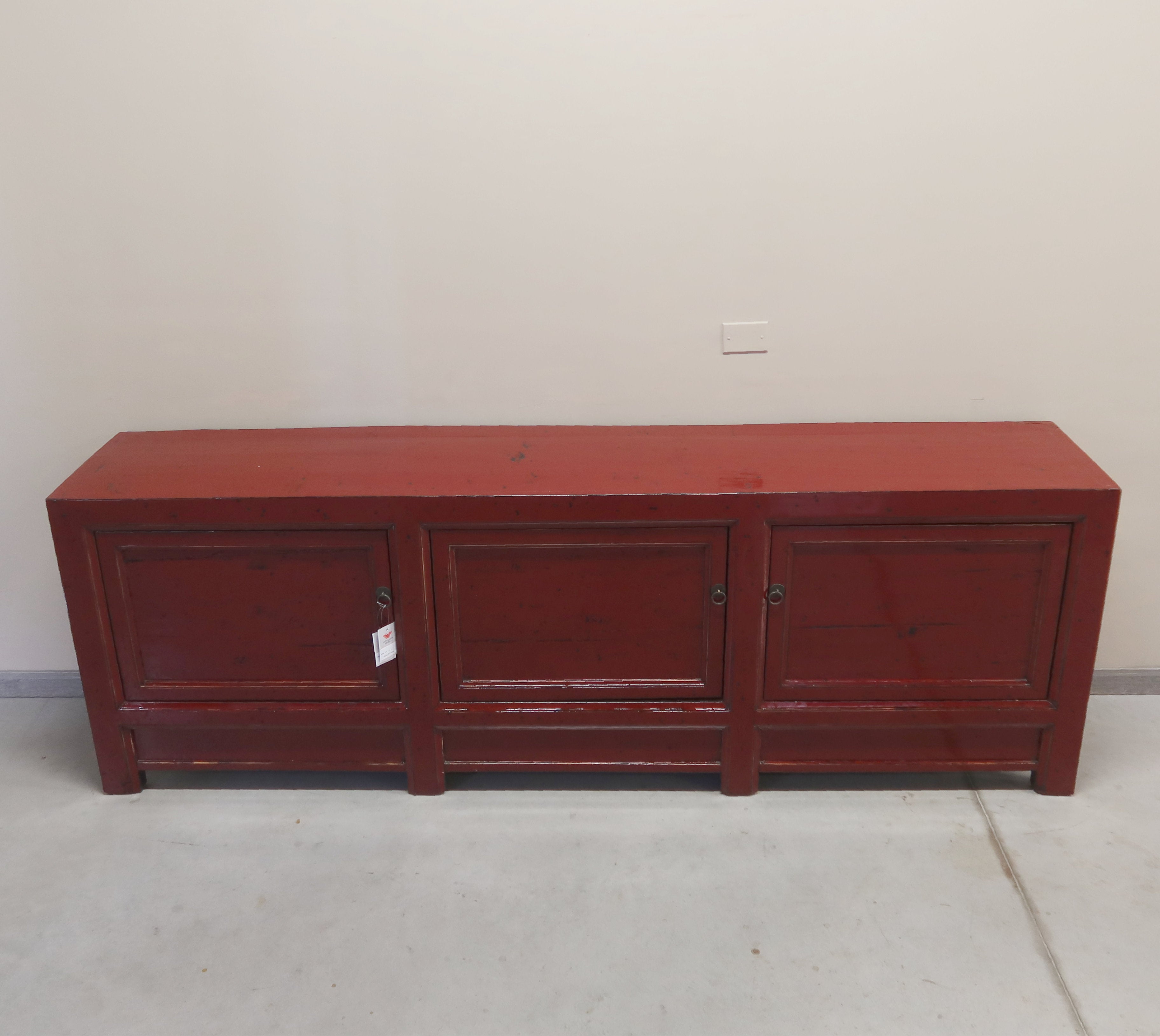 CREDENZA CINESE LACCA BORDEAUX 3P