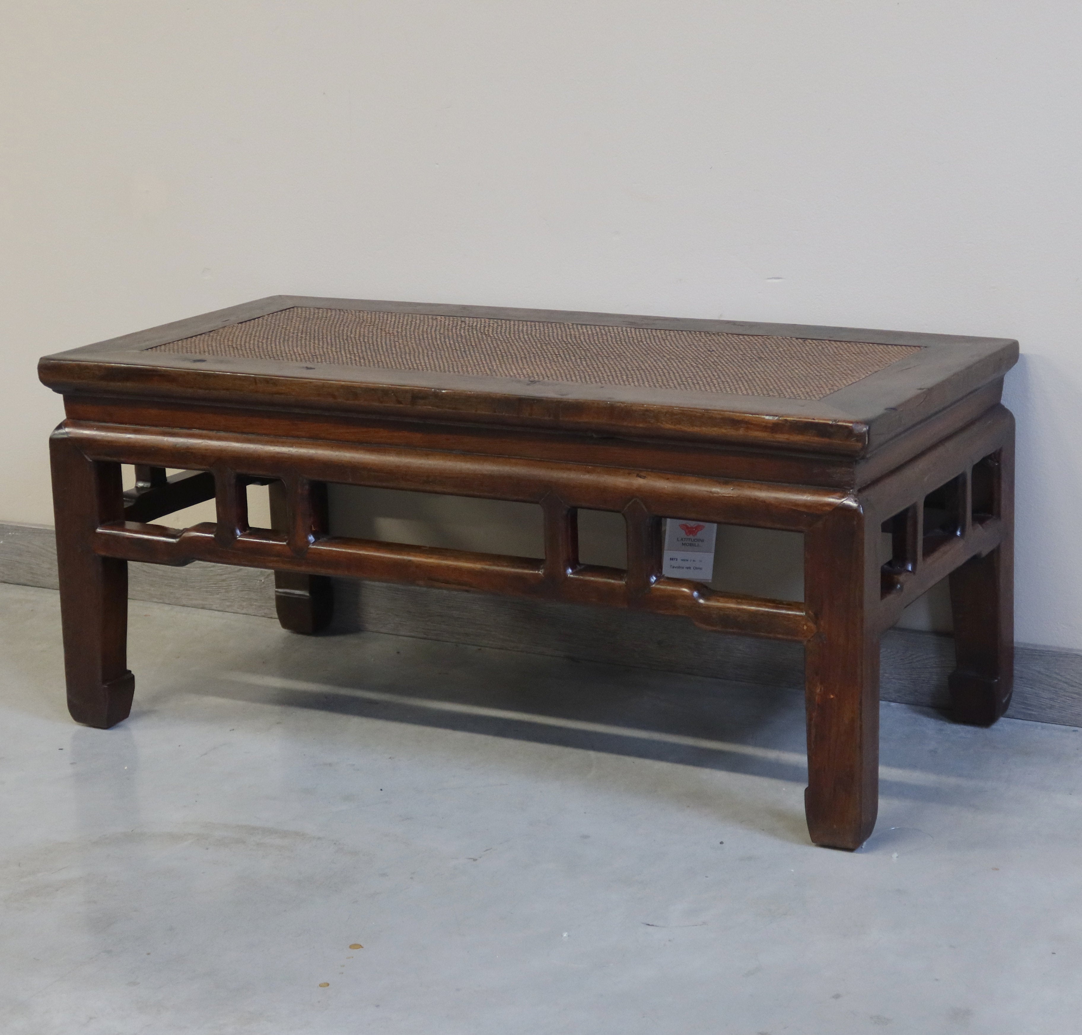 TAVOLINO OLMO CINESE PIANO RATTAN