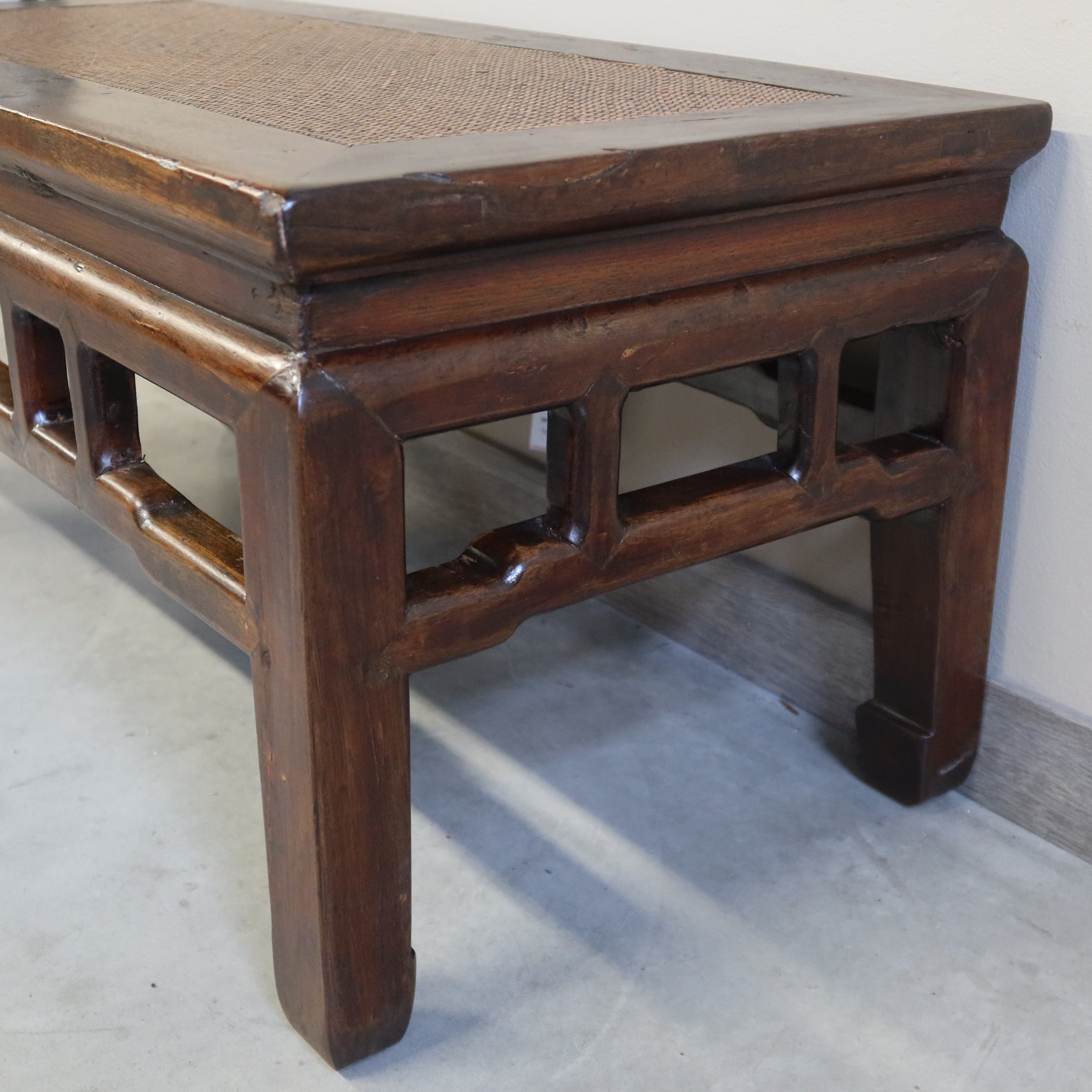 TAVOLINO OLMO CINESE PIANO RATTAN