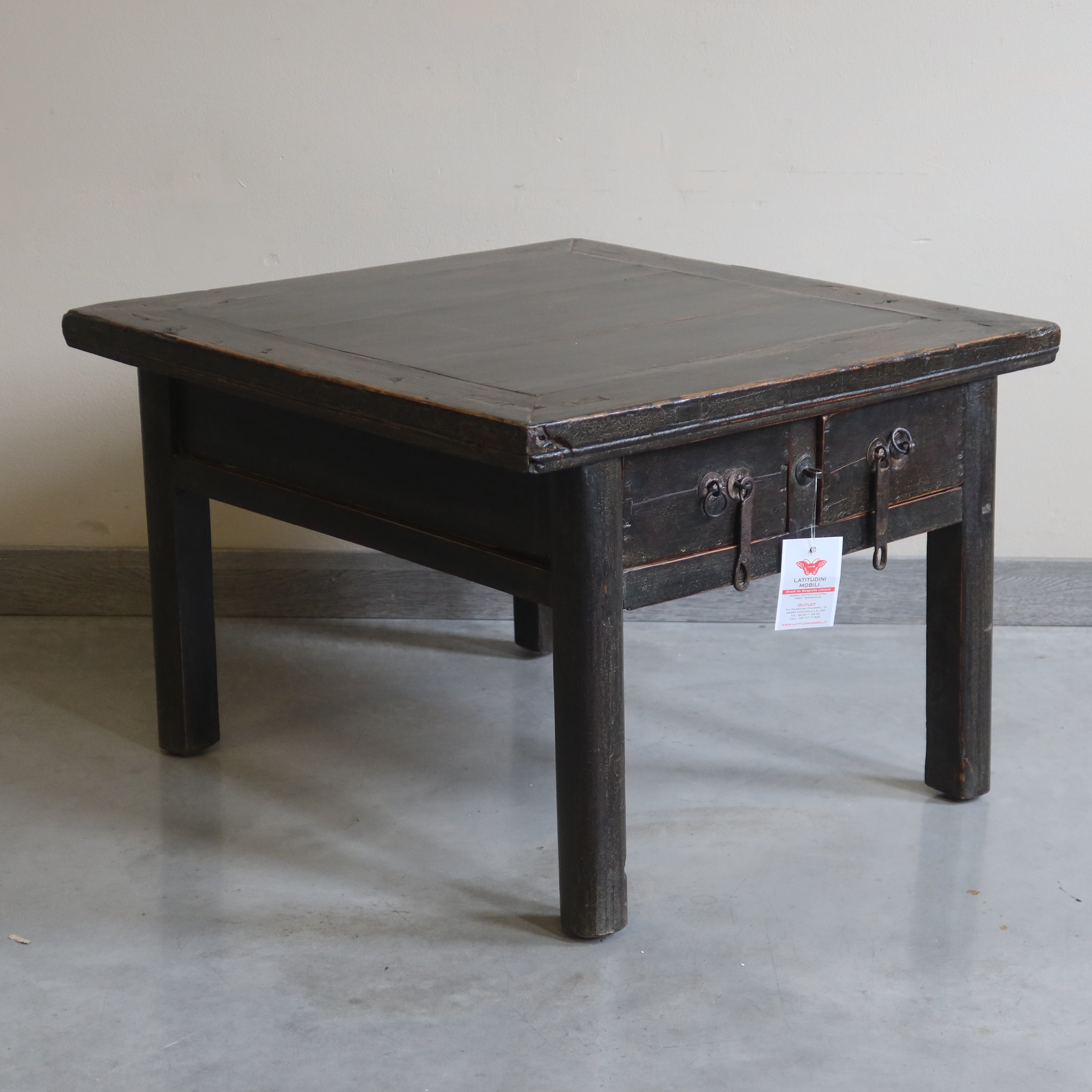 TAVOLINO QUADRO OLMO CINESE 2 CASSETTI