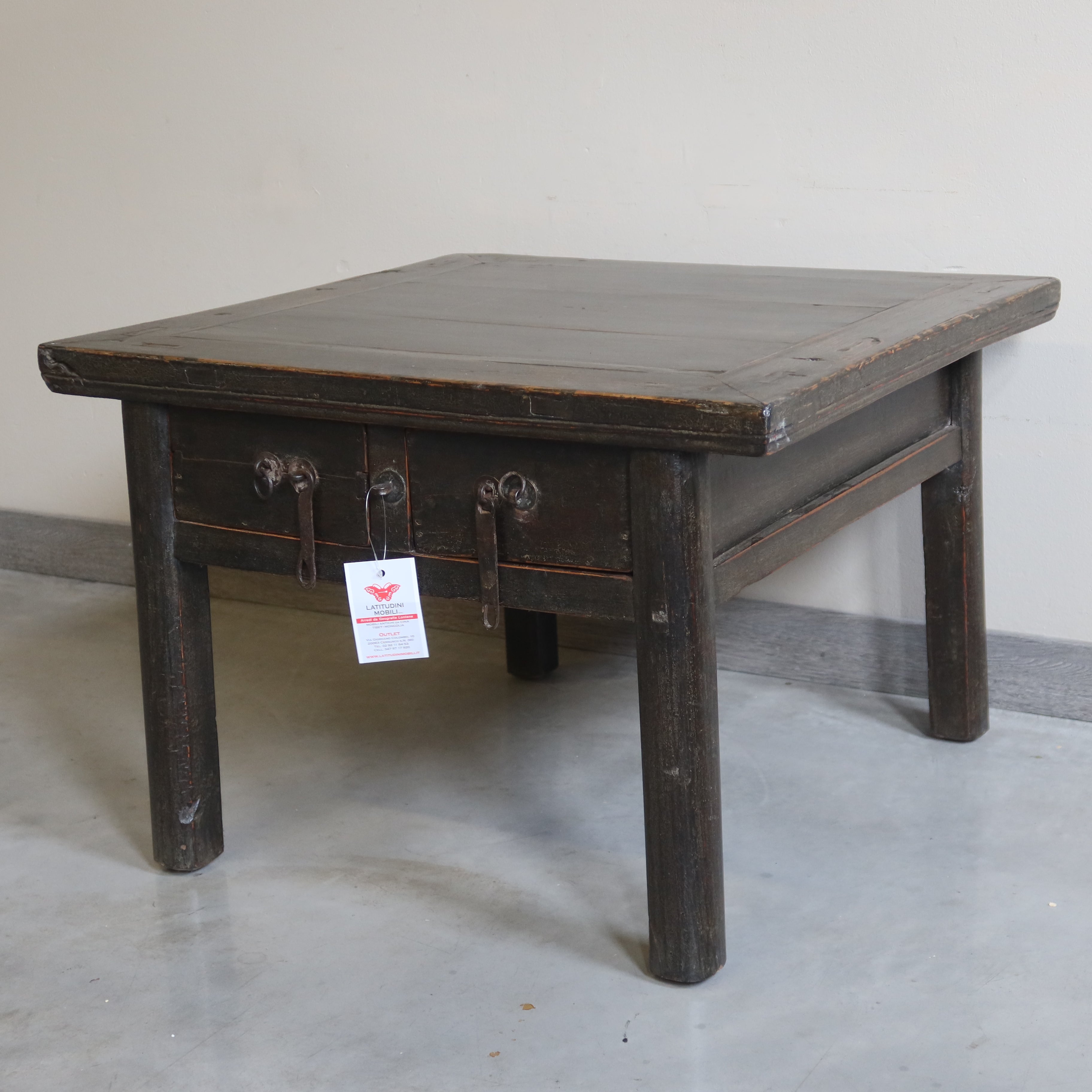 TAVOLINO QUADRO OLMO CINESE 2 CASSETTI