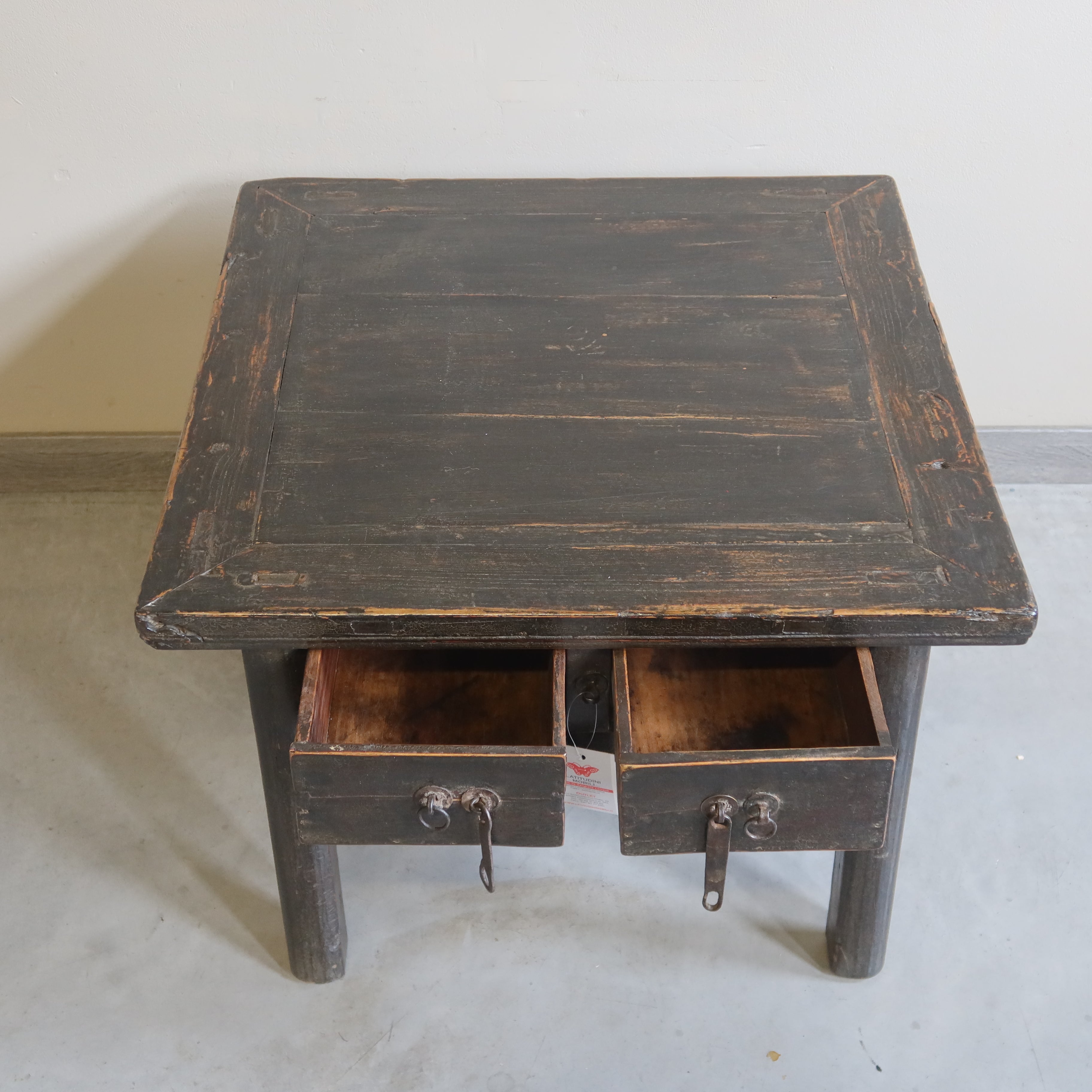 TAVOLINO QUADRO OLMO CINESE 2 CASSETTI