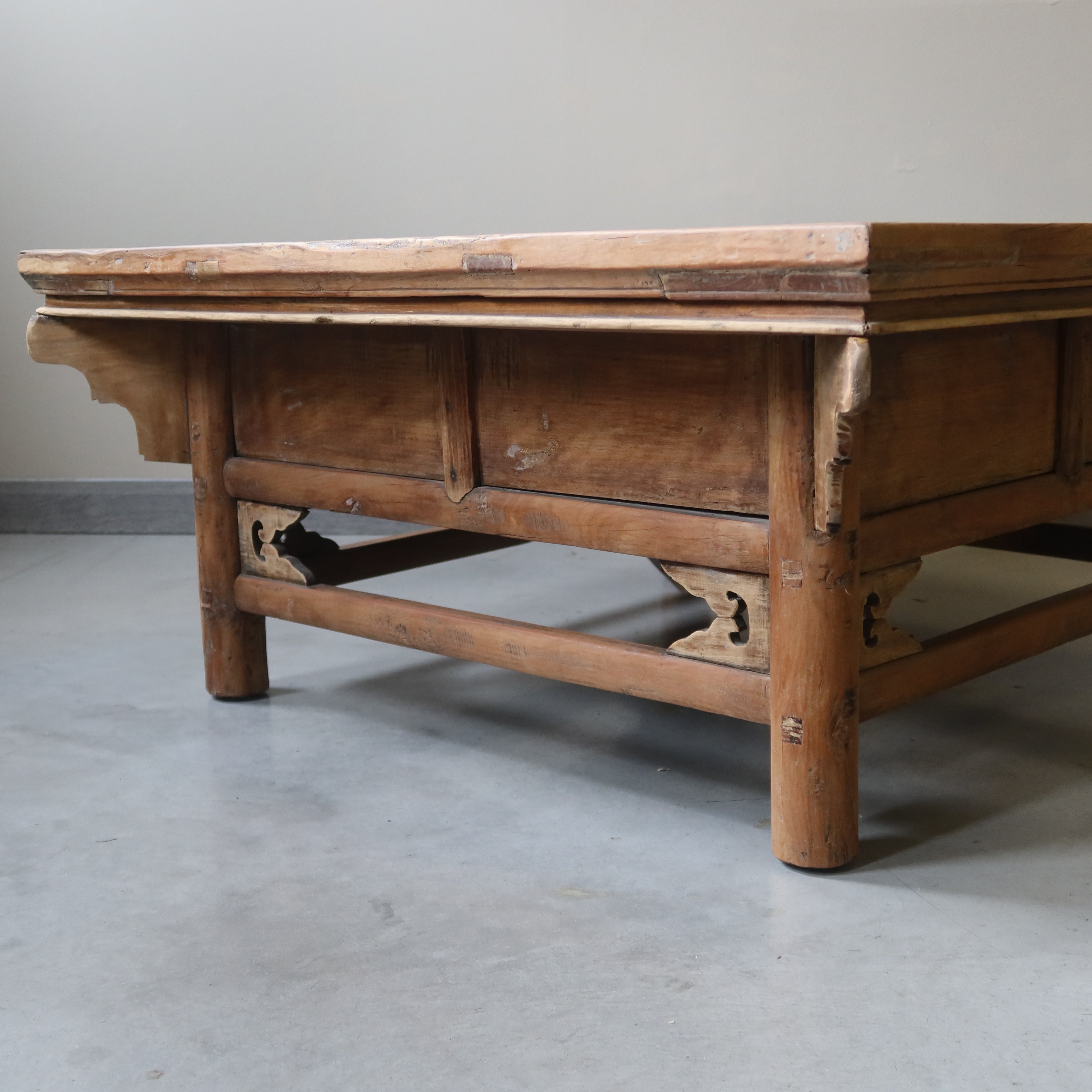 TAVOLO OLMO CINESE QUADRATO PIANO IN PIETRA