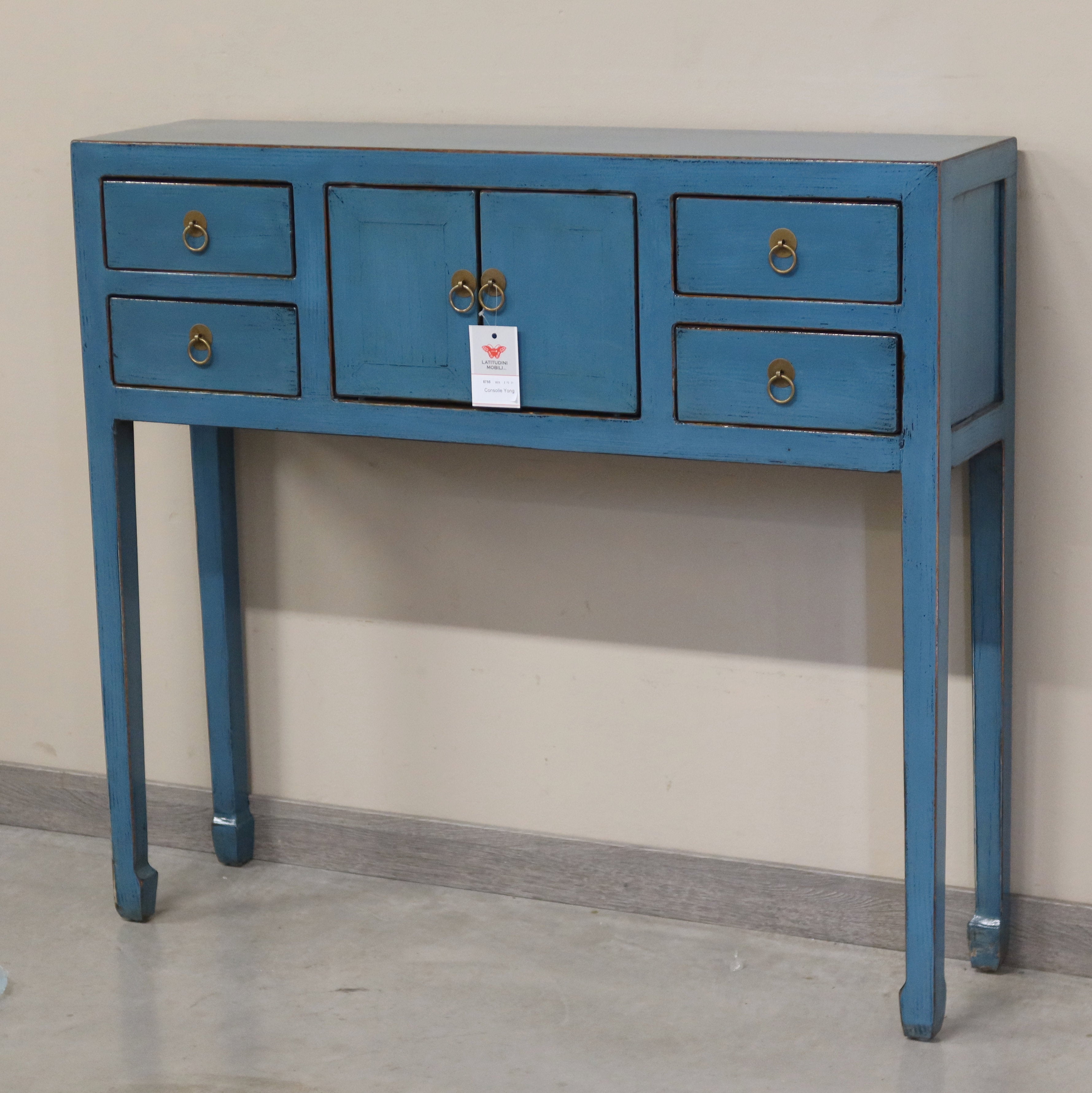 CONSOLLE CINESE LACCA AZZURRA