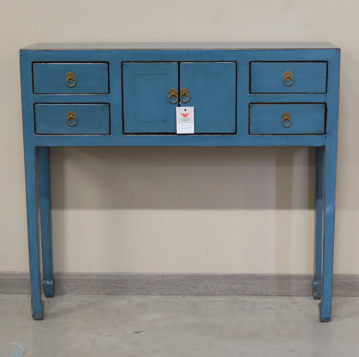 CONSOLLE CINESE LACCA AZZURRA