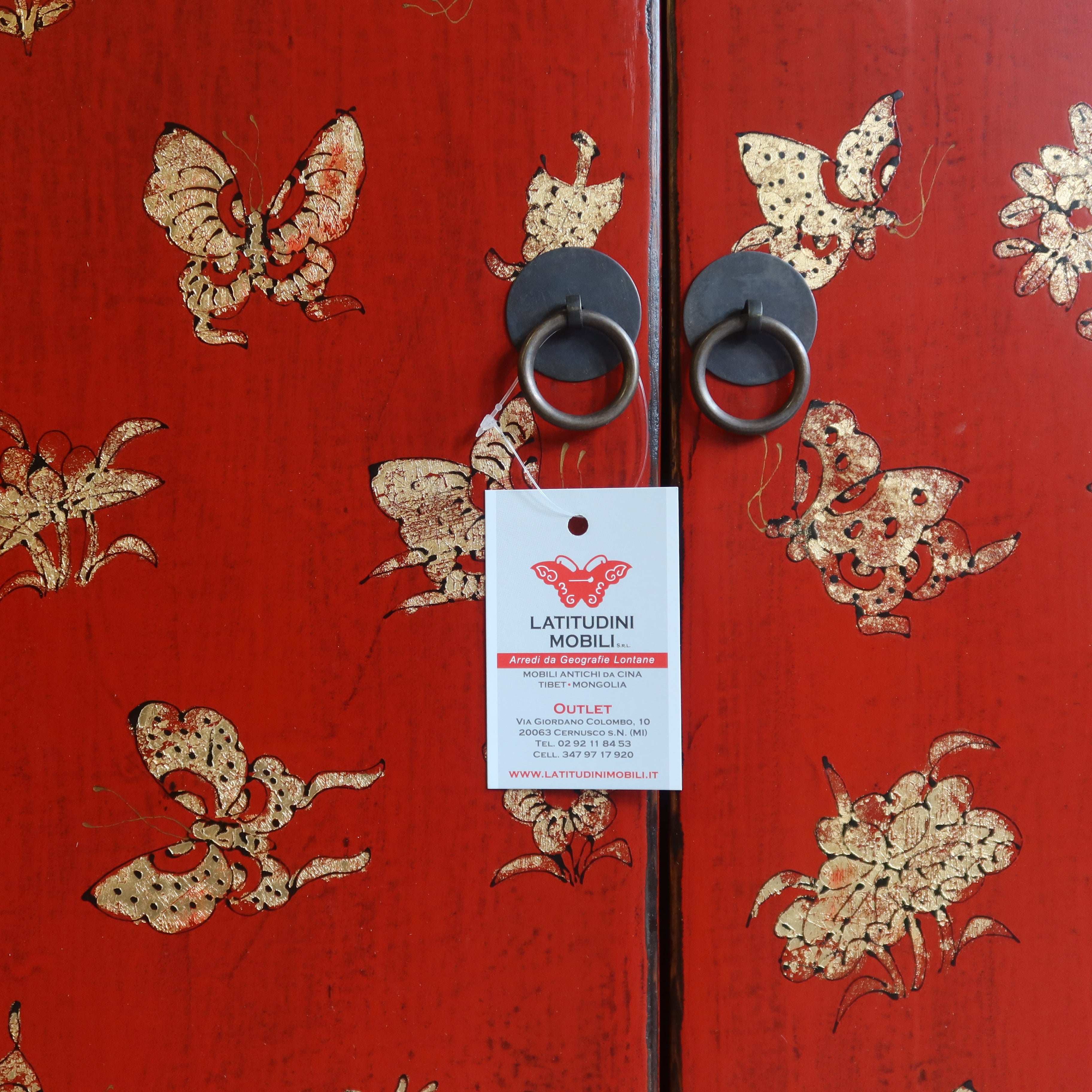 BUFFET CORTO SHANXI LACCA ROSSA ANTE E CASSETTI