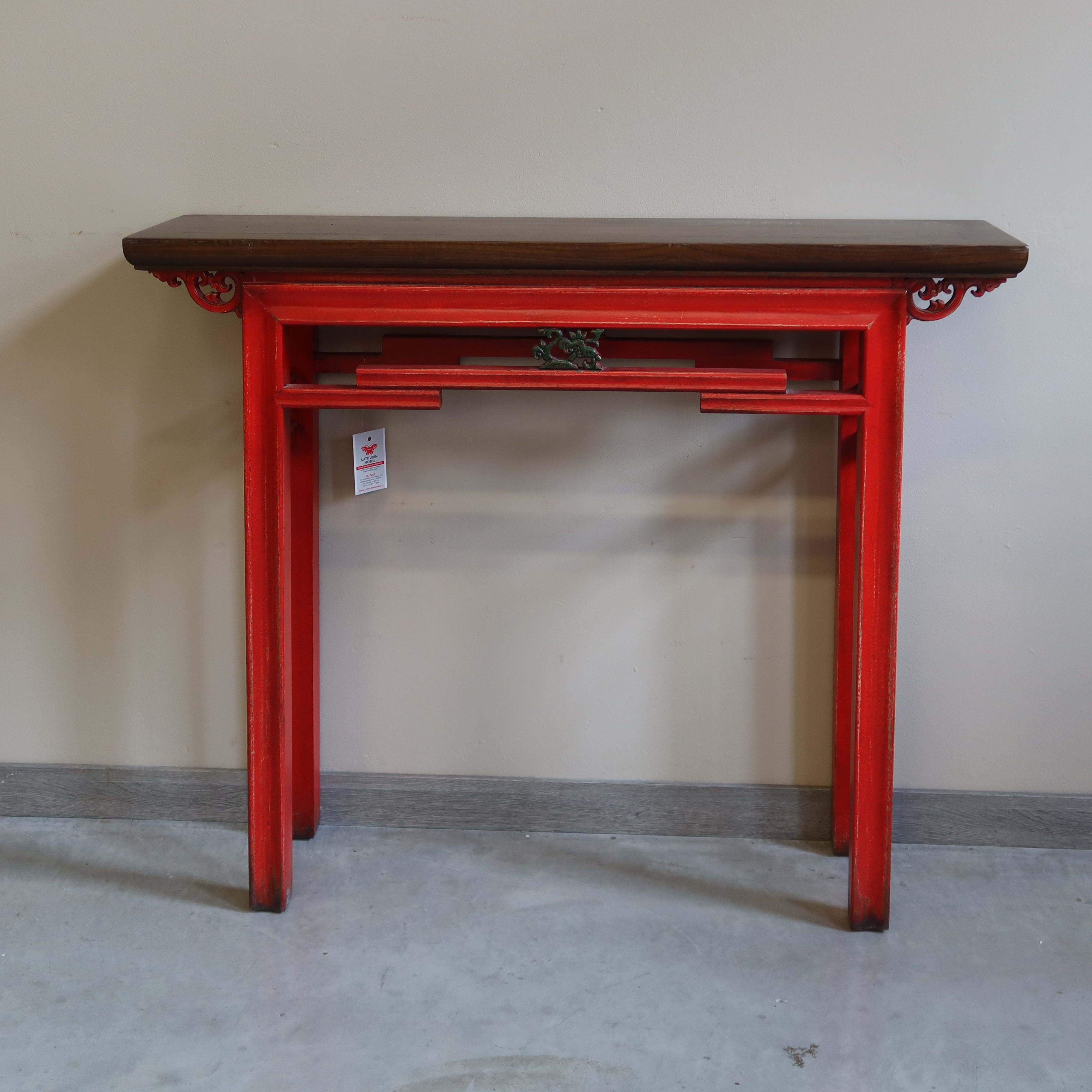 CONSOLLE CINESE ROSSA PIANO OLMO