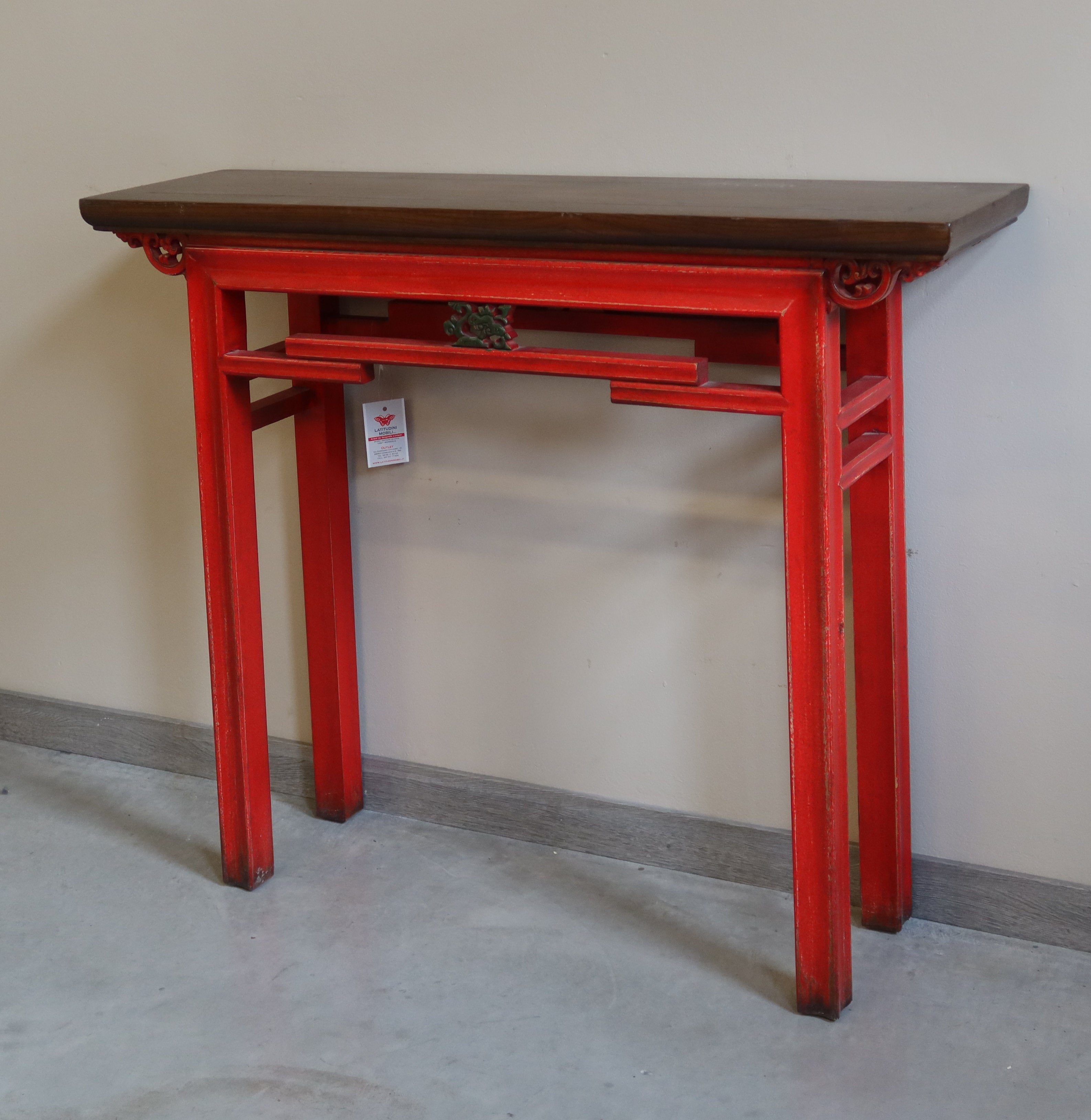 CONSOLLE CINESE ROSSA PIANO OLMO