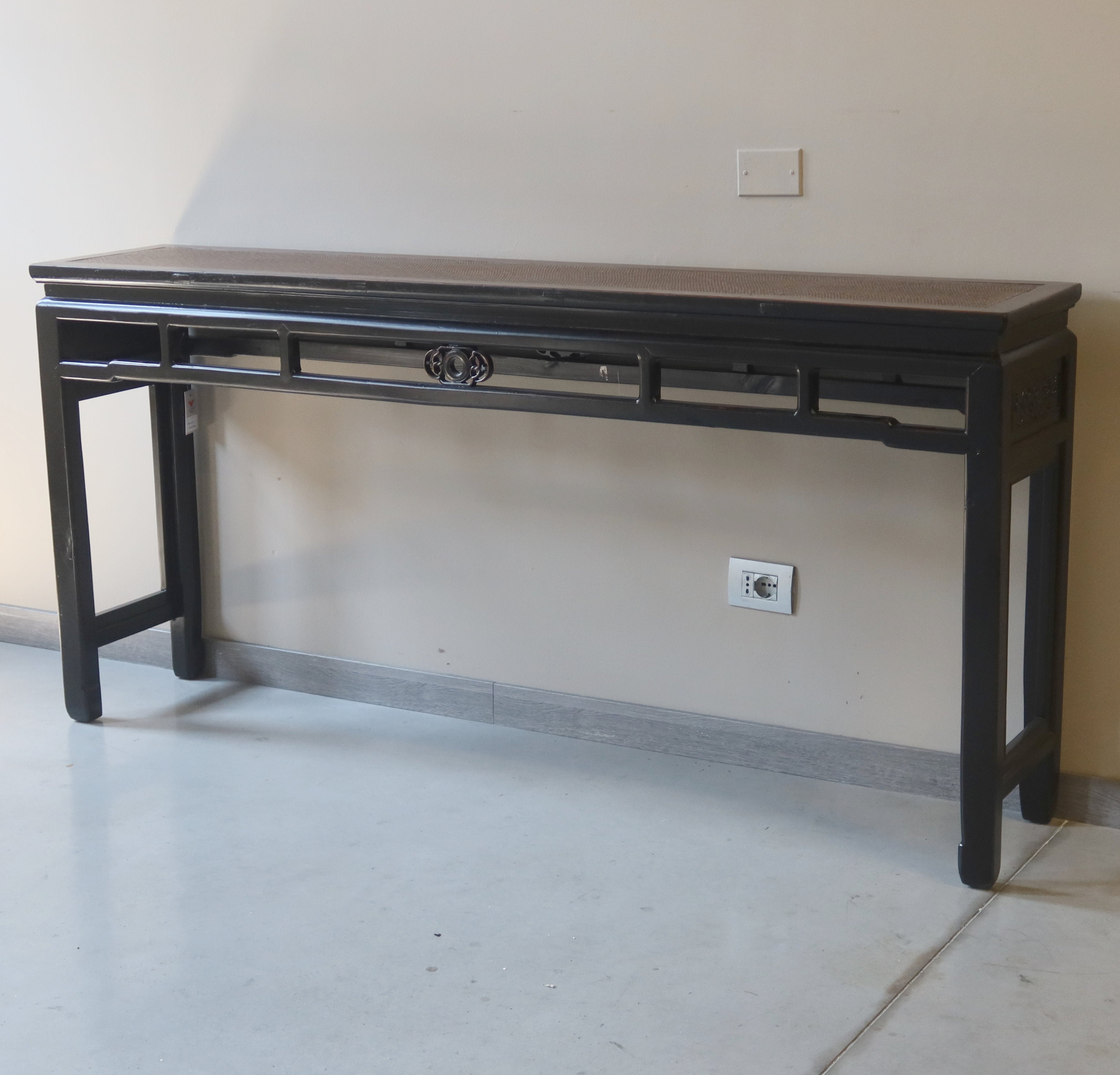 CONSOLLE OLMO CINESE CON PIANO IN RATTAN