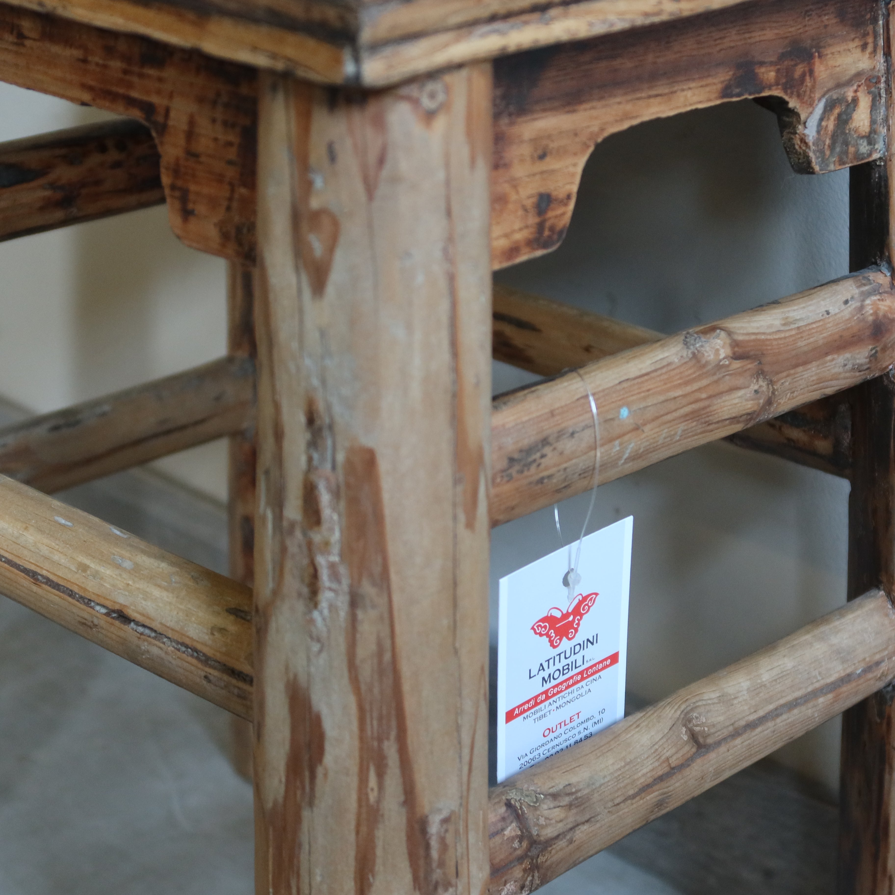 SGABELLO A TRAPEZIO OLMO CINESE PIANO RATTAN