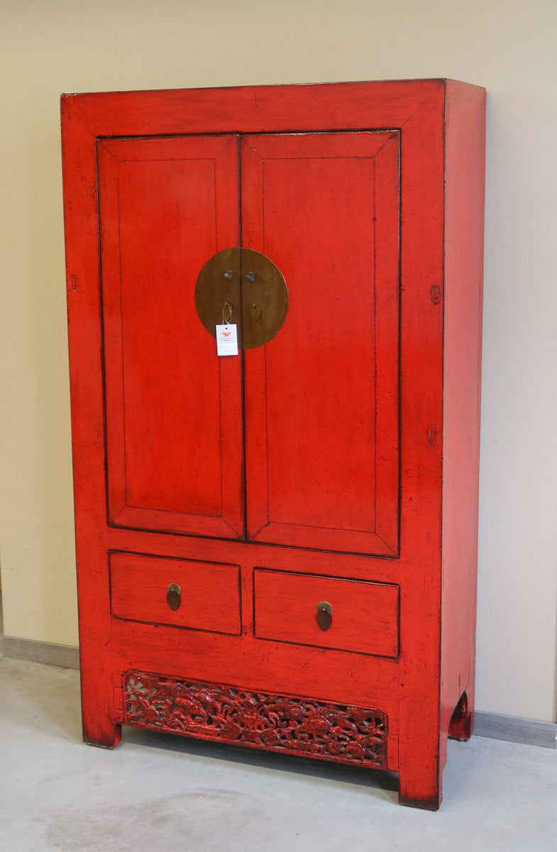 ARMADIO CINESE DELLO SHANDONG LACCA ROSSA