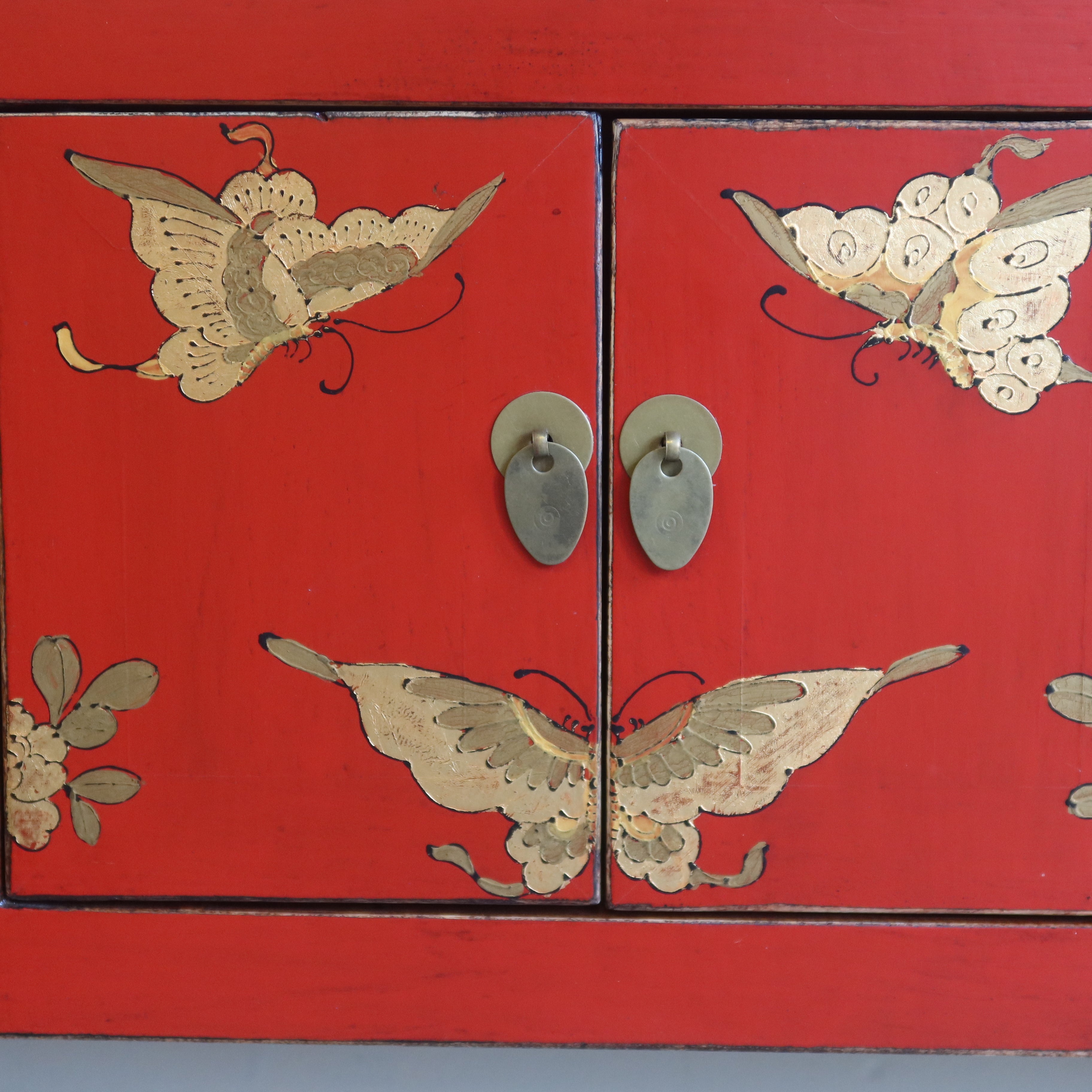 CONSOLLE SHANXI ROSSA DECORATA