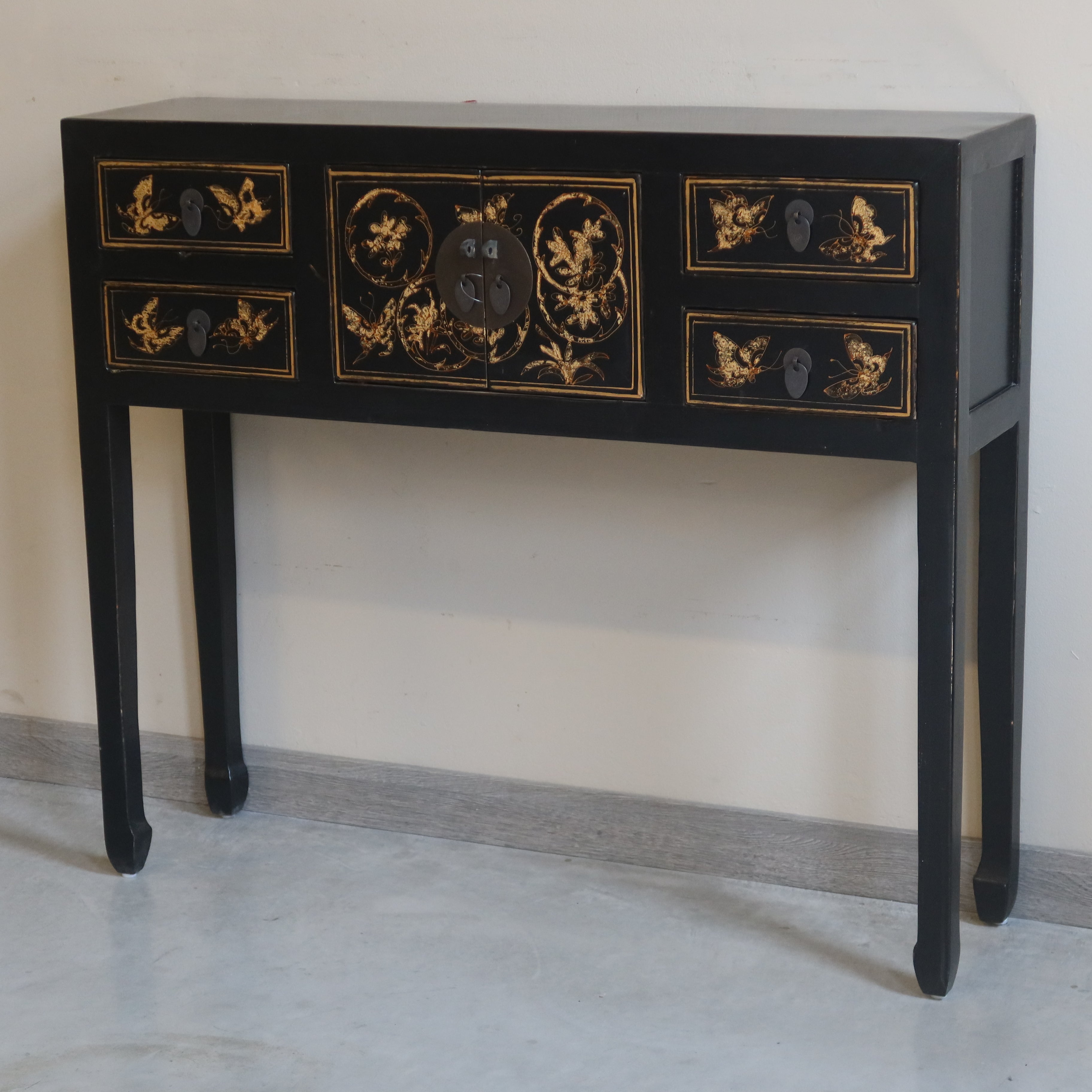 CONSOLLE SHANXI NERA DECORATA