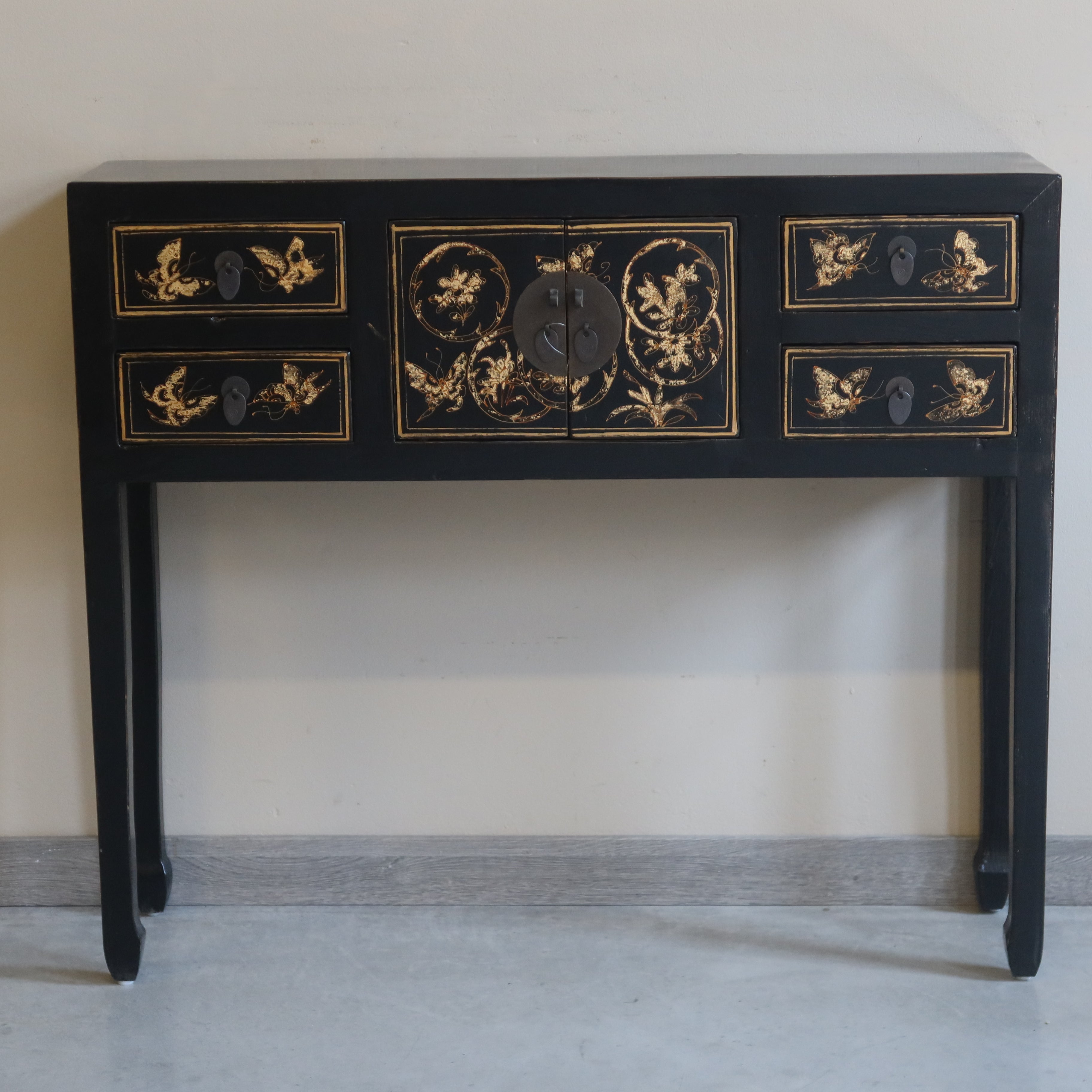 CONSOLLE SHANXI NERA DECORATA