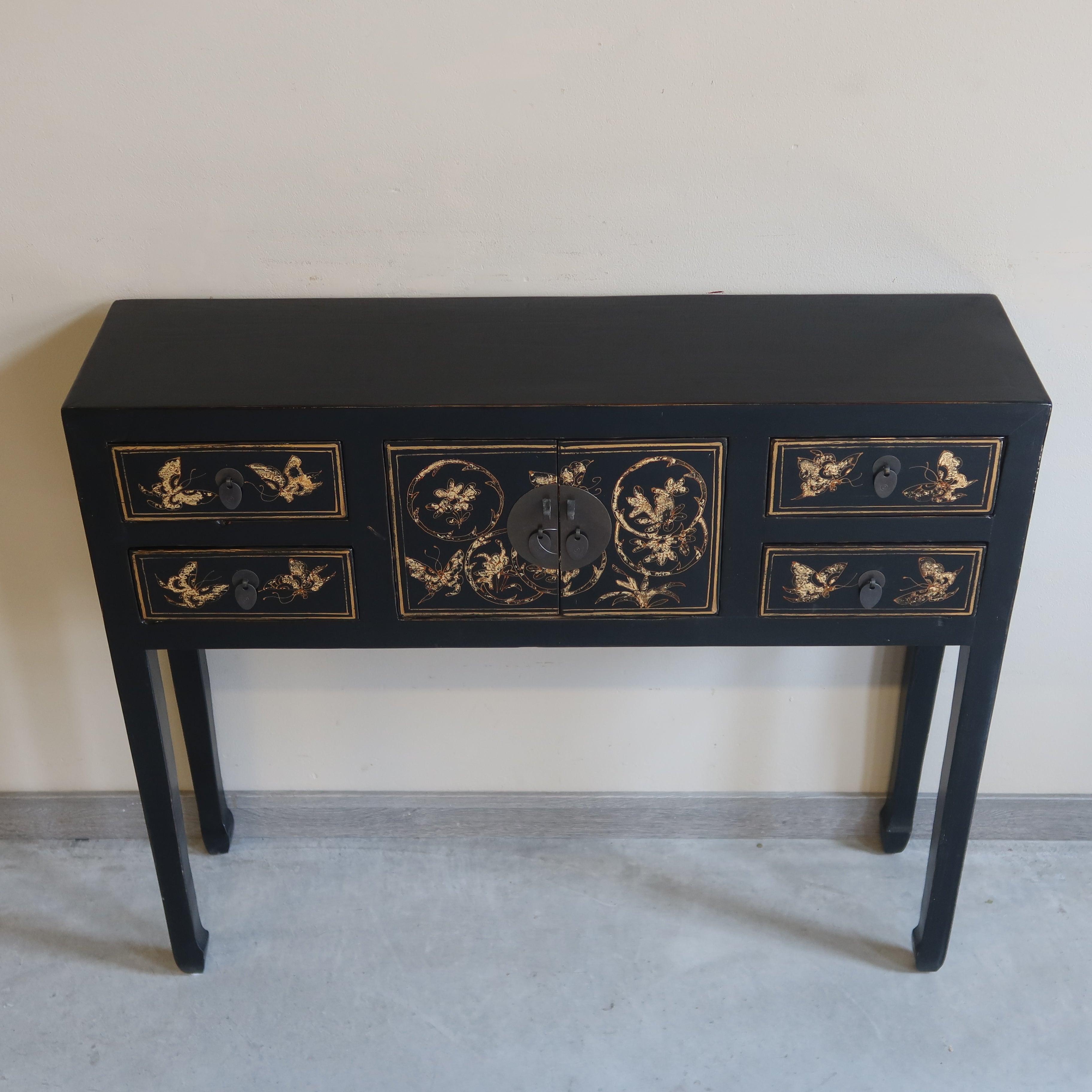 CONSOLLE SHANXI NERA DECORATA