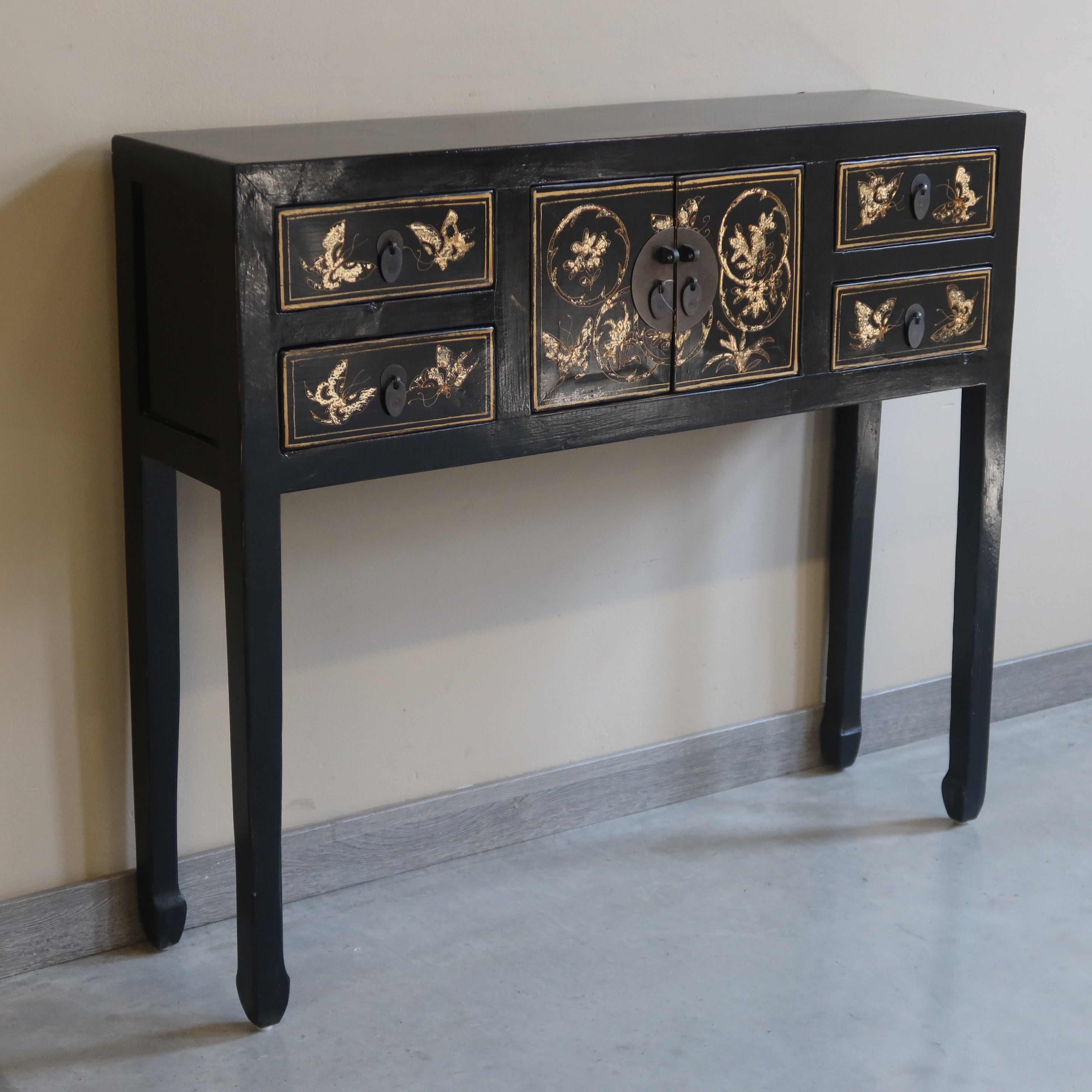CONSOLLE SHANXI NERA DECORATA
